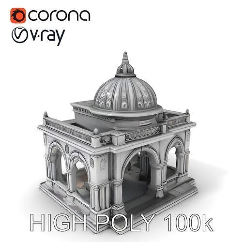 Ornate Pavilion Model Pack for Architectural Visualizations Low-poly 3D model