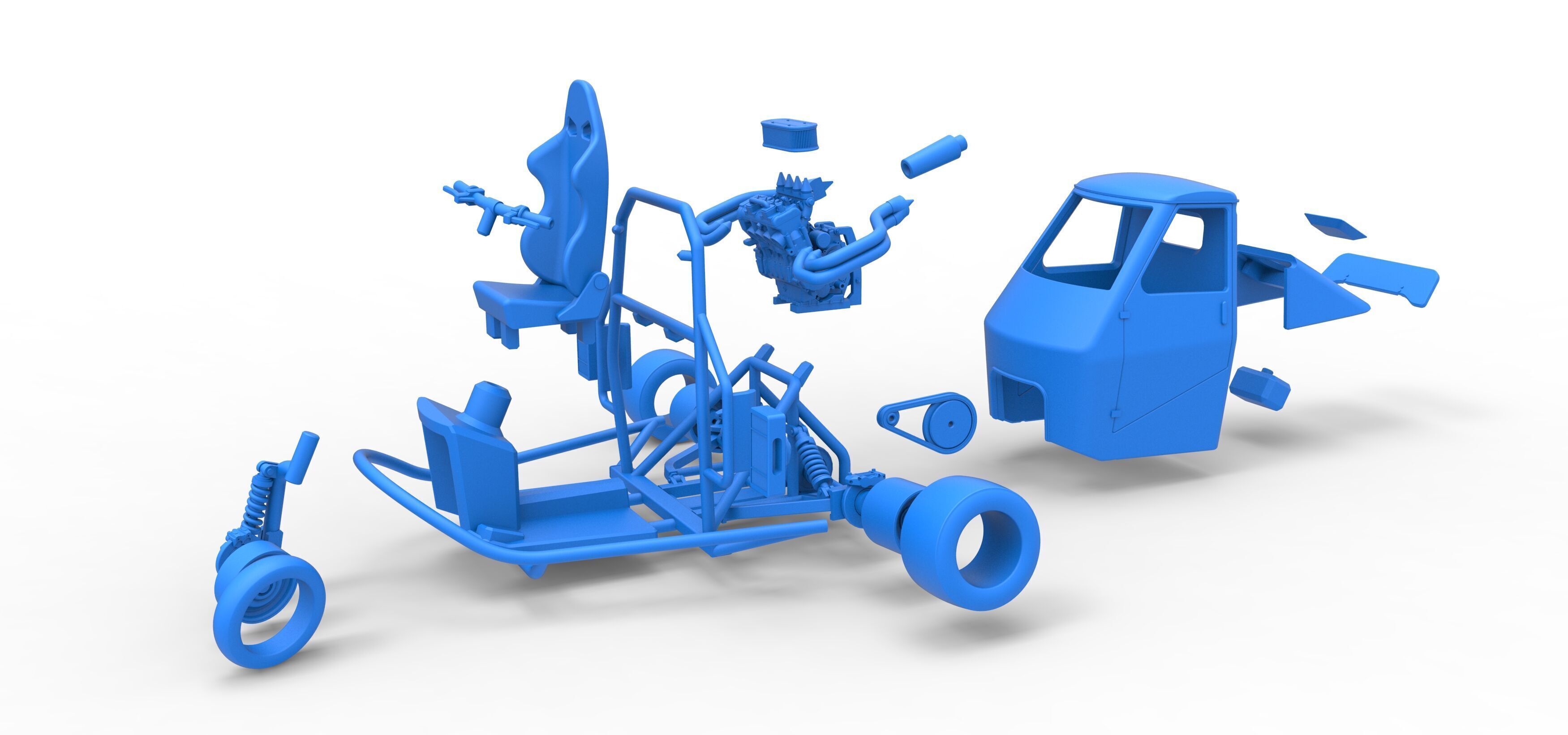 Ape car proto while turning Scale 1 to 25 3D print model_38