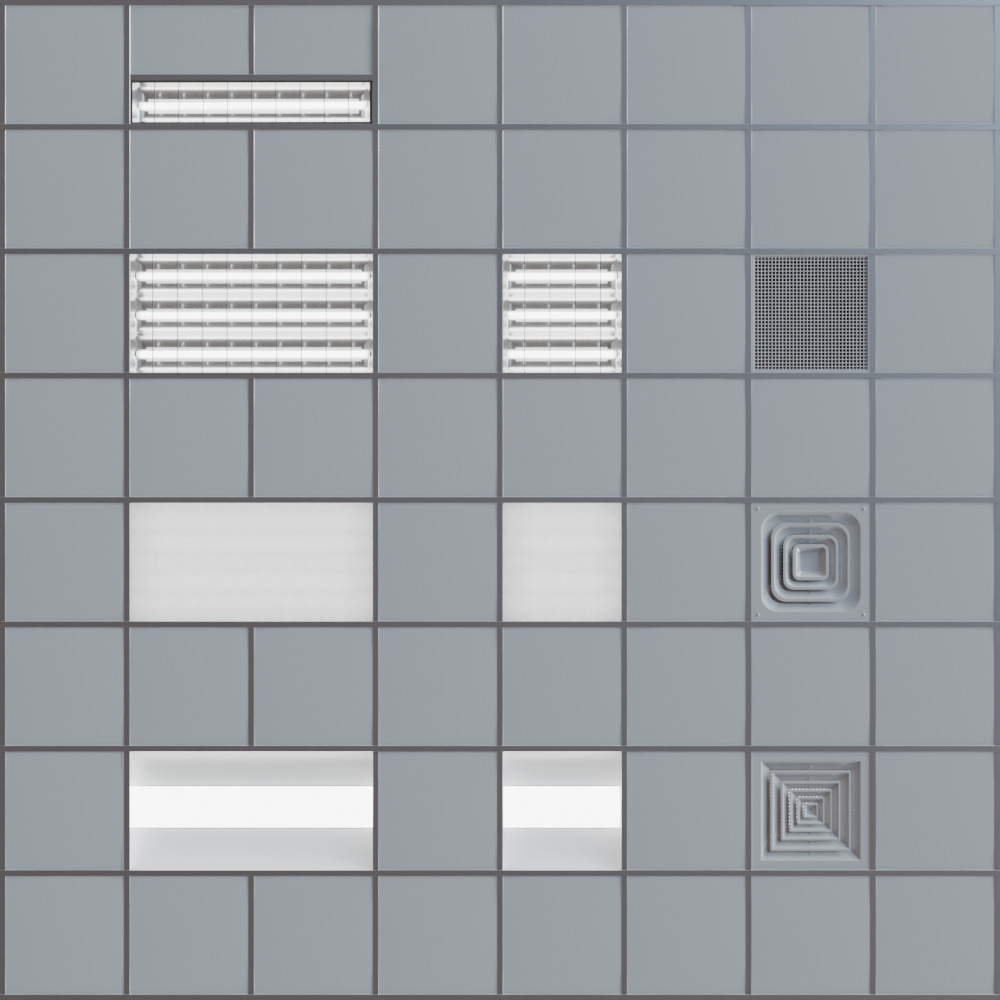 Modular Office Ceiling Pack Low-poly 3D model_2