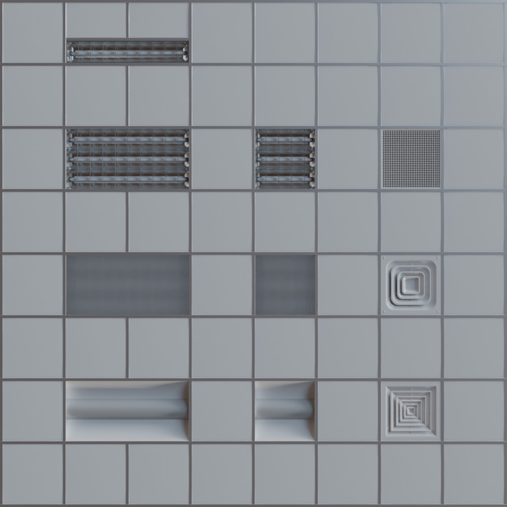 Modular Office Ceiling Pack Low-poly 3D model_1