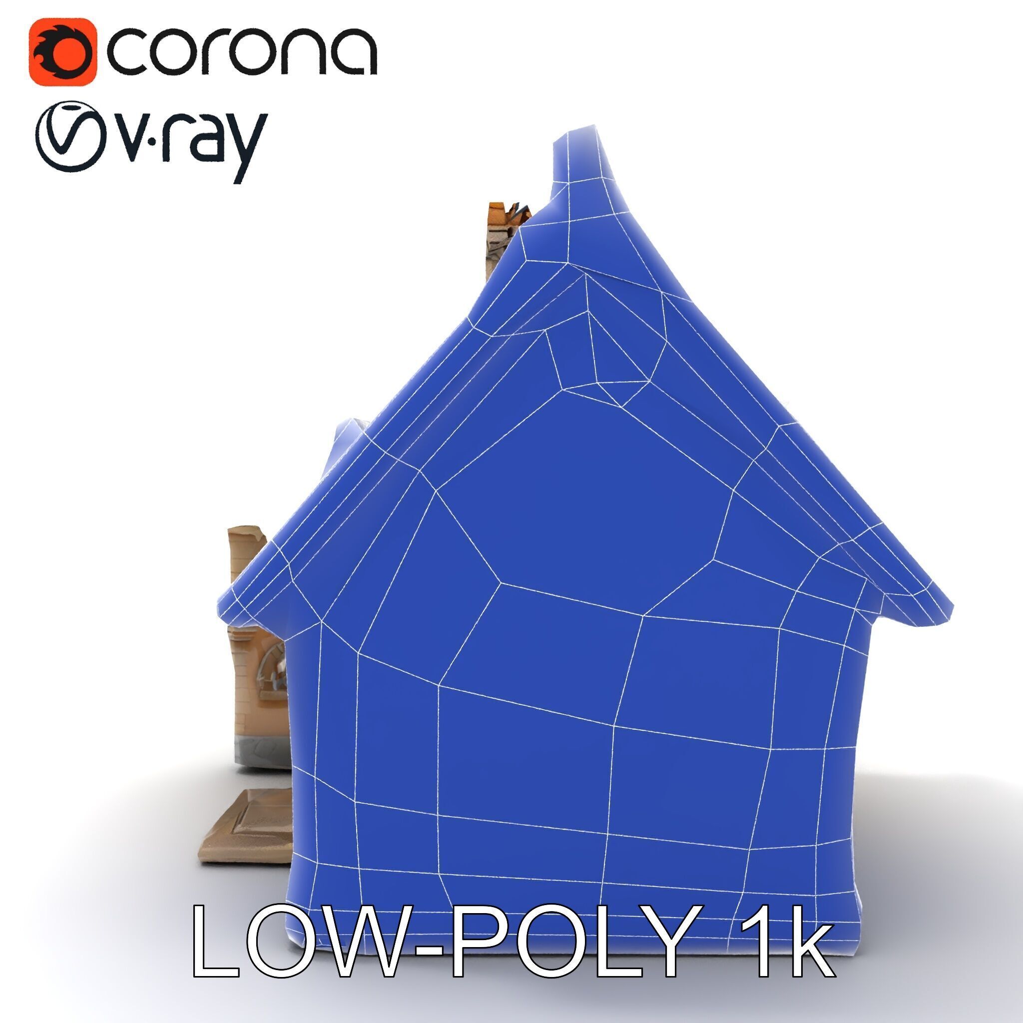 Cozy Cottage Model Pack with Detailed Thatched Roof Low-poly 3D model_12