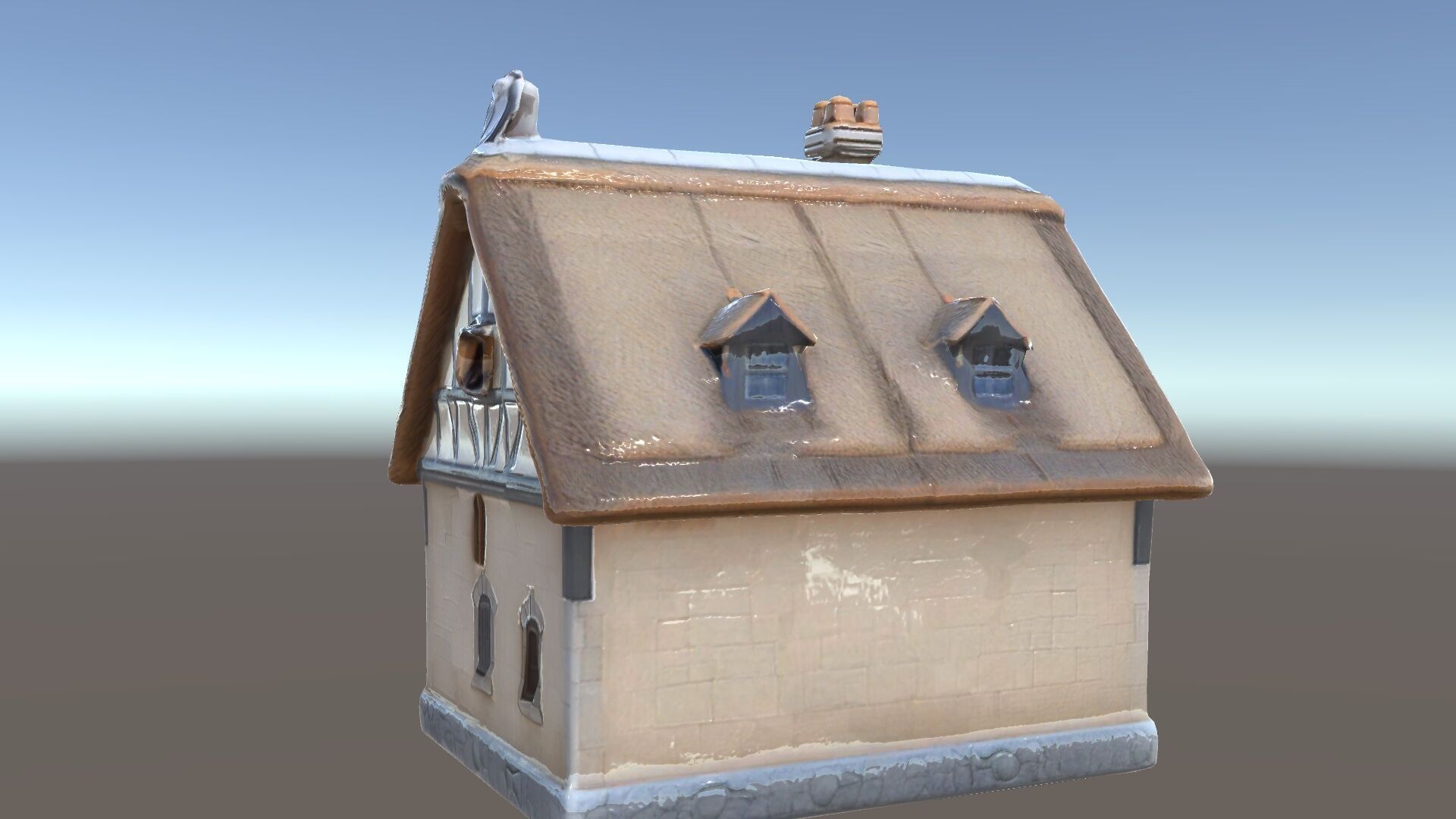 Cozy Cottage Model Pack with Detailed Thatched Roof Low-poly 3D model_26