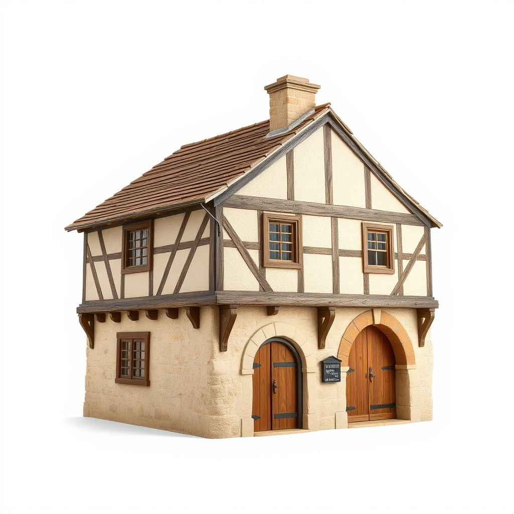 Medieval HalfTimbered House Model Pack Low-poly 3D model_4