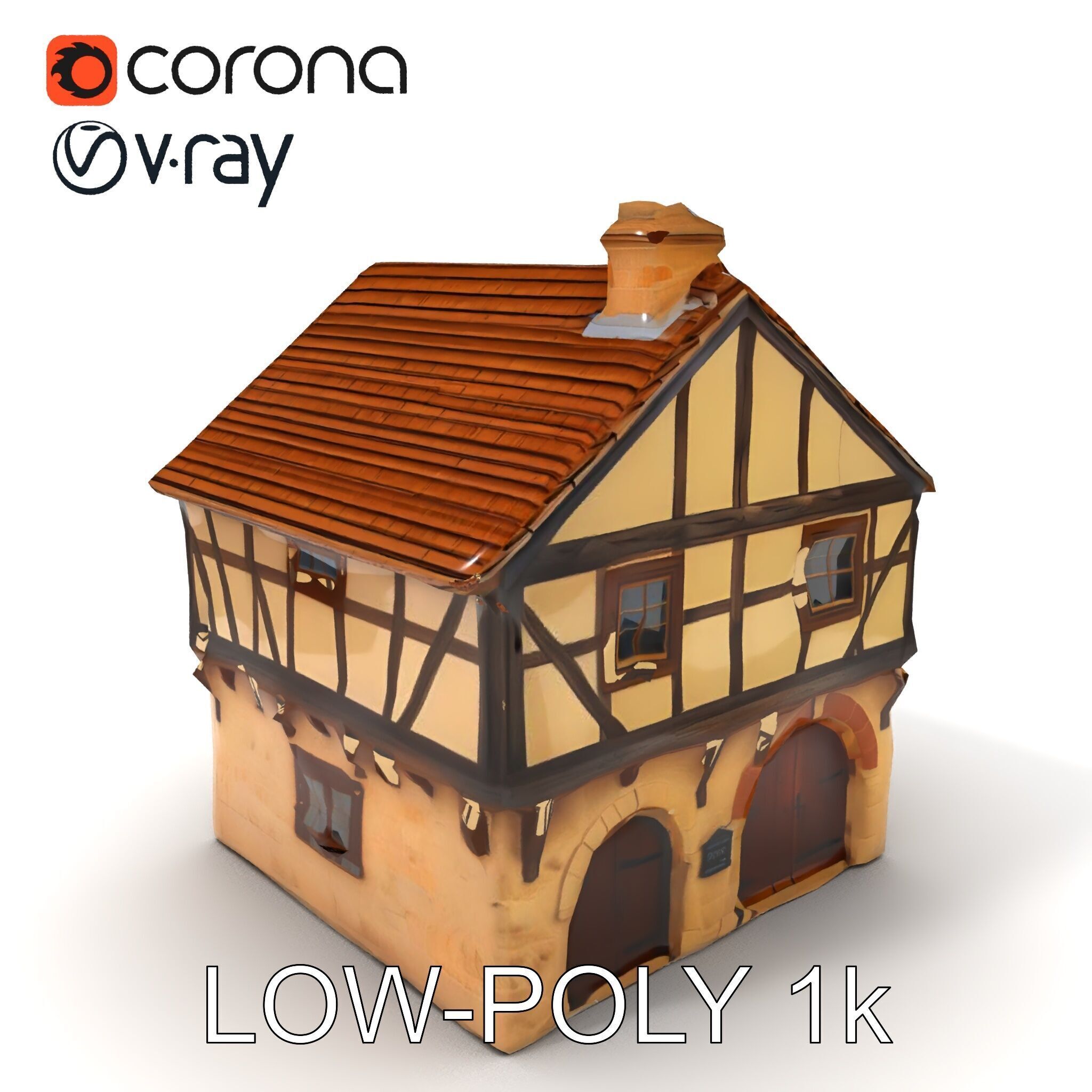 Medieval HalfTimbered House Model Pack Low-poly 3D model_34