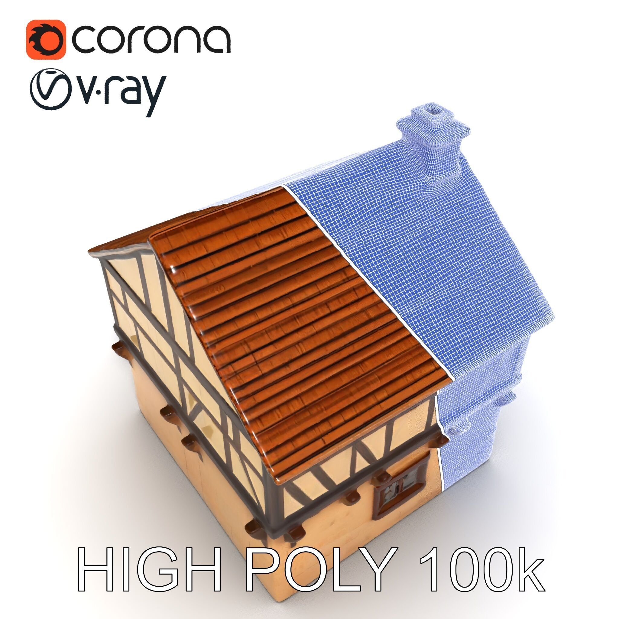 Medieval HalfTimbered House Model Pack Low-poly 3D model_11