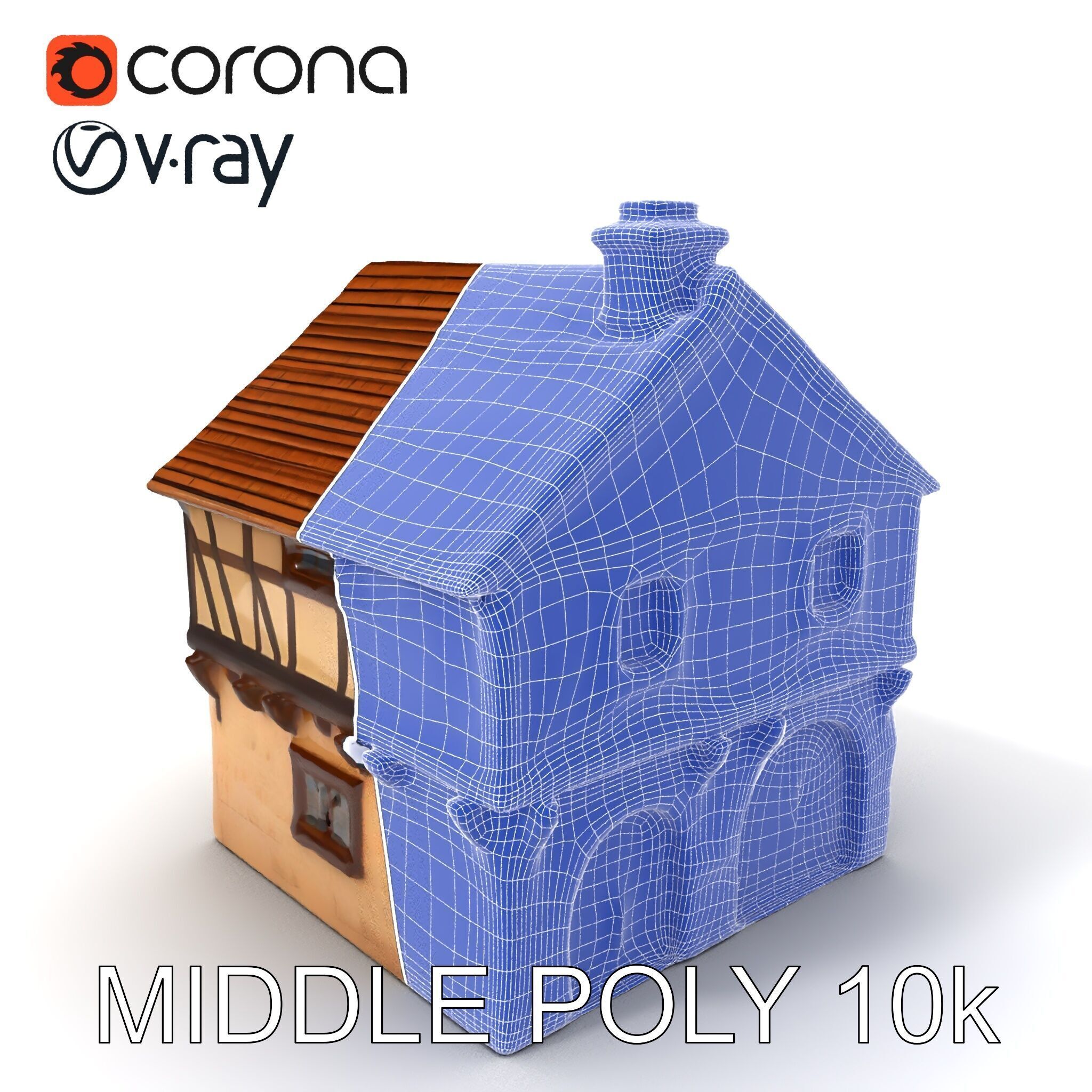 Medieval HalfTimbered House Model Pack Low-poly 3D model_33