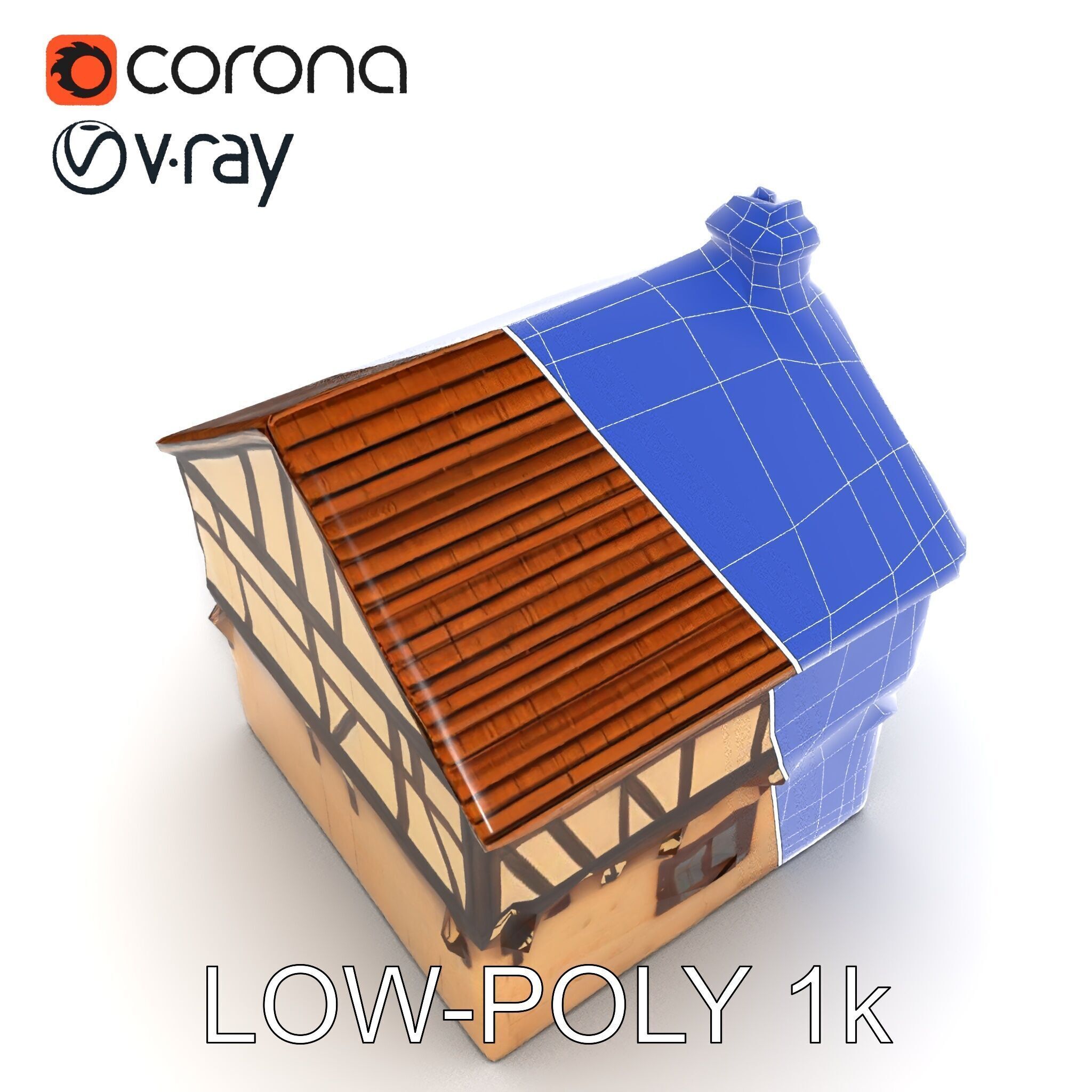Medieval HalfTimbered House Model Pack Low-poly 3D model_32