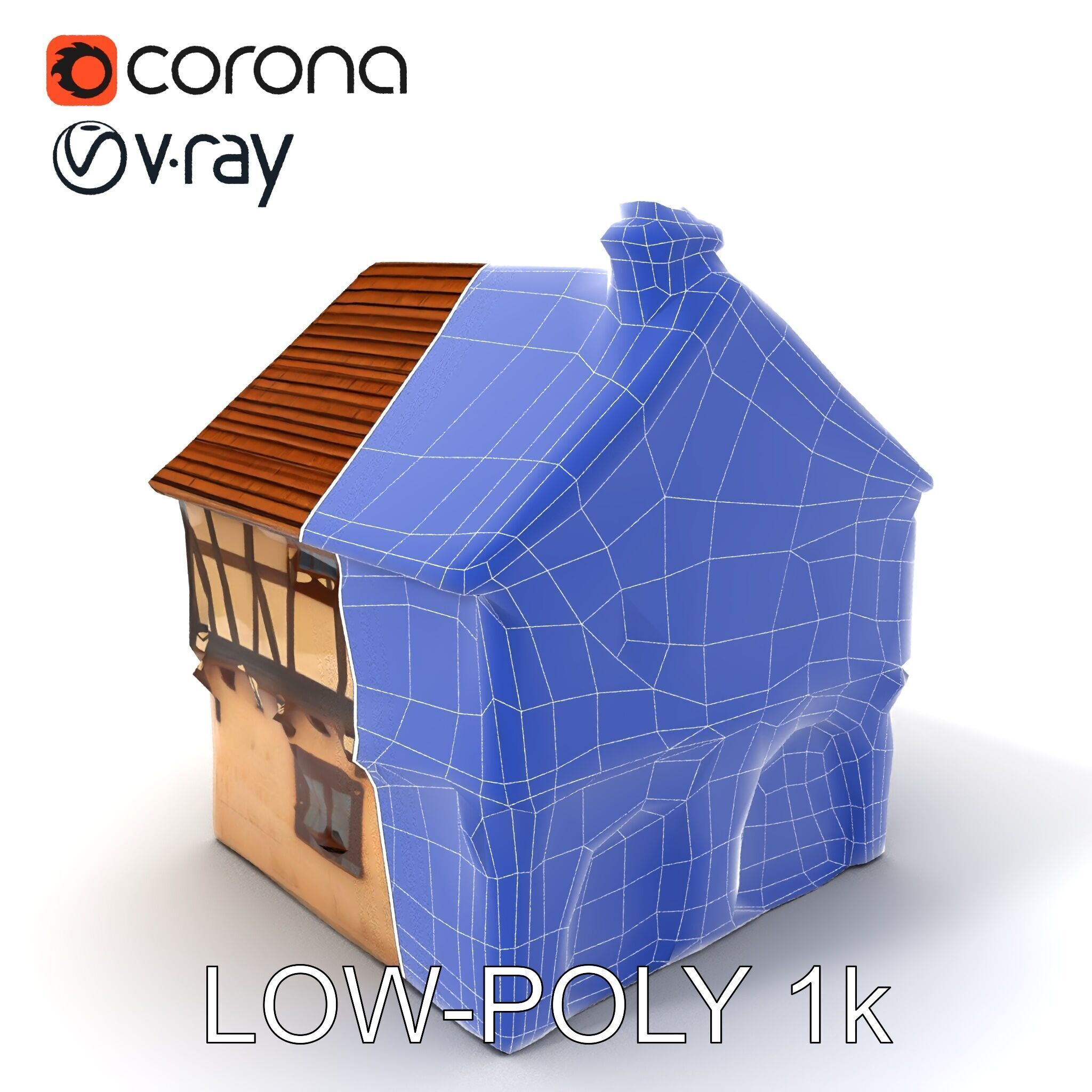 Medieval HalfTimbered House Model Pack Low-poly 3D model_13