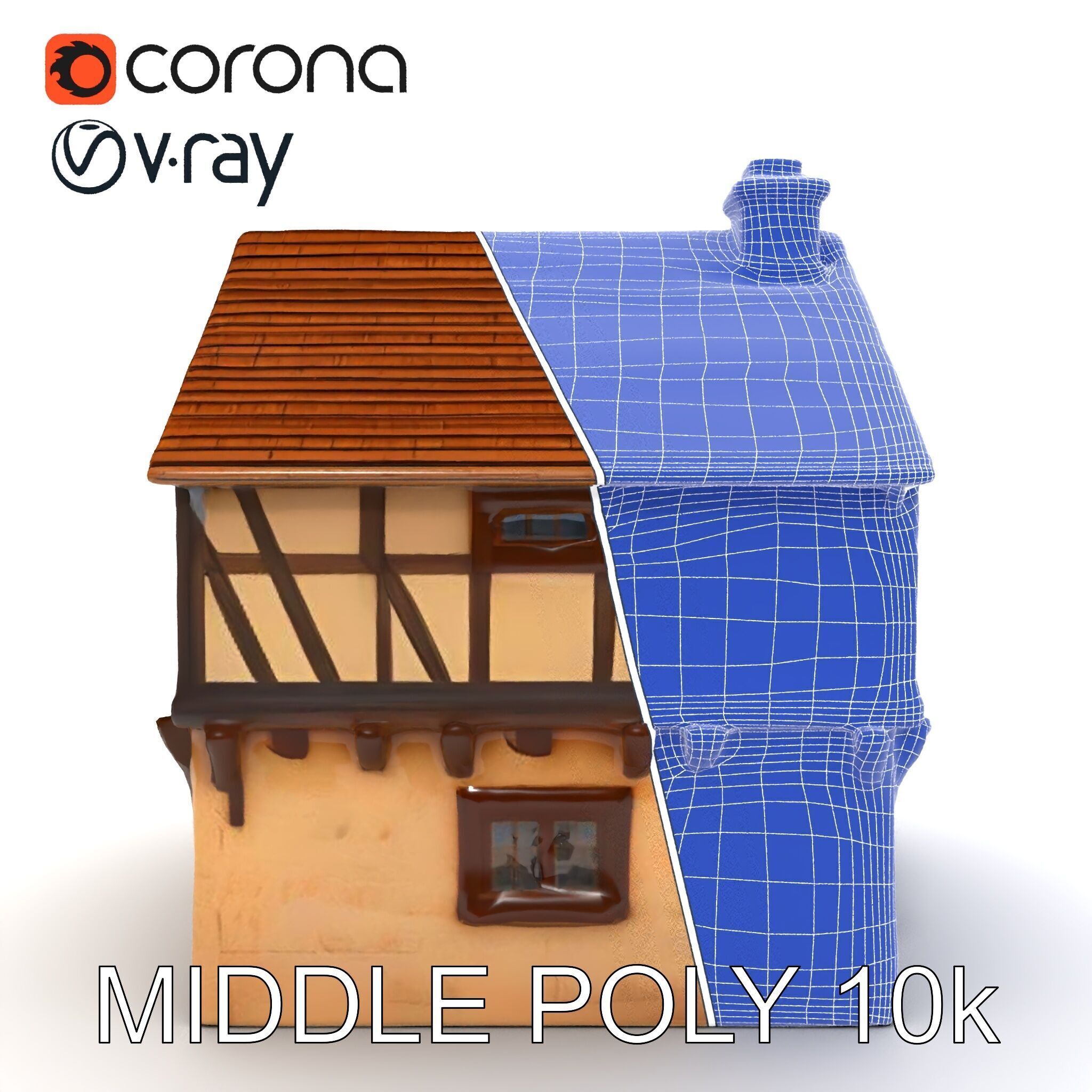 Medieval HalfTimbered House Model Pack Low-poly 3D model_21