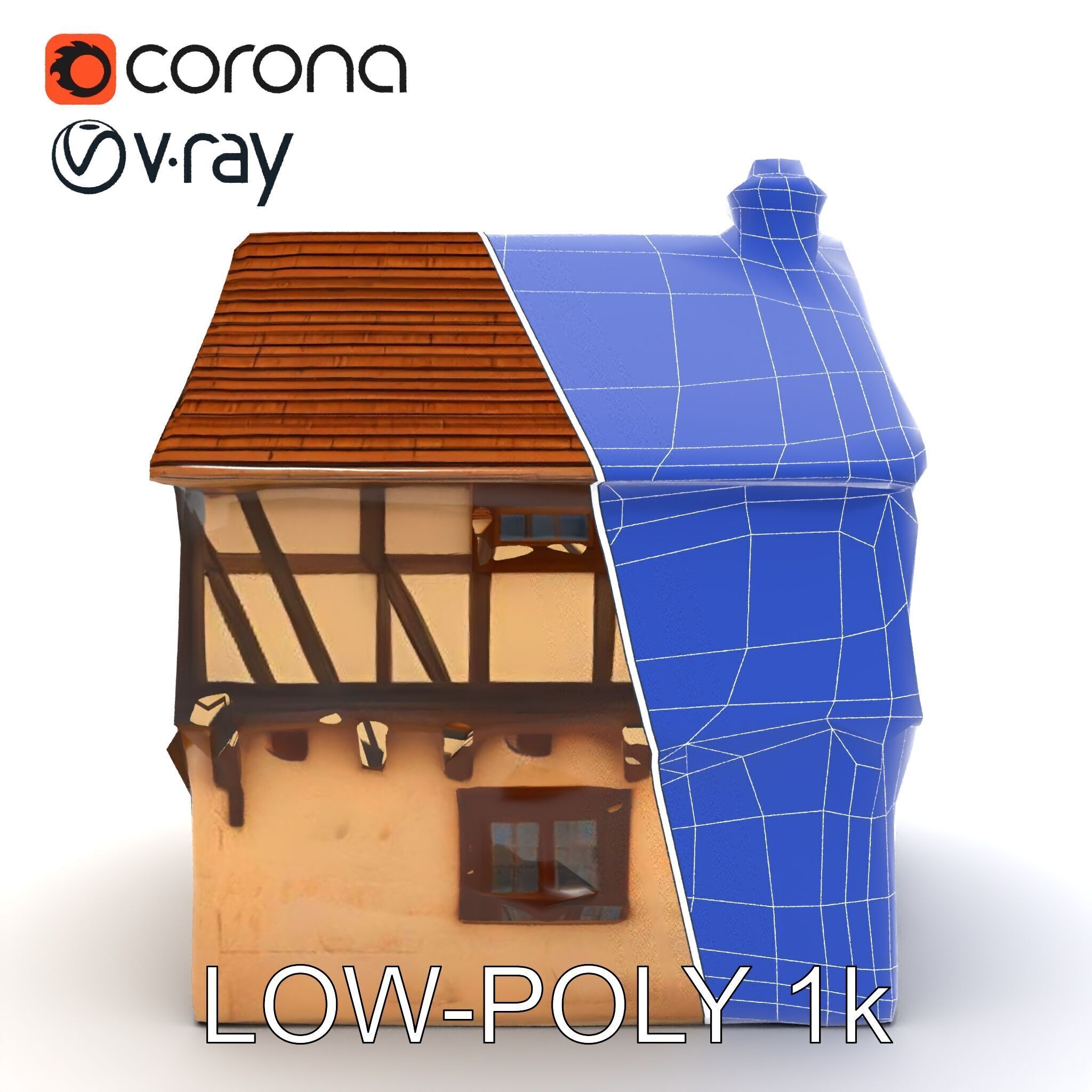 Medieval HalfTimbered House Model Pack Low-poly 3D model_26