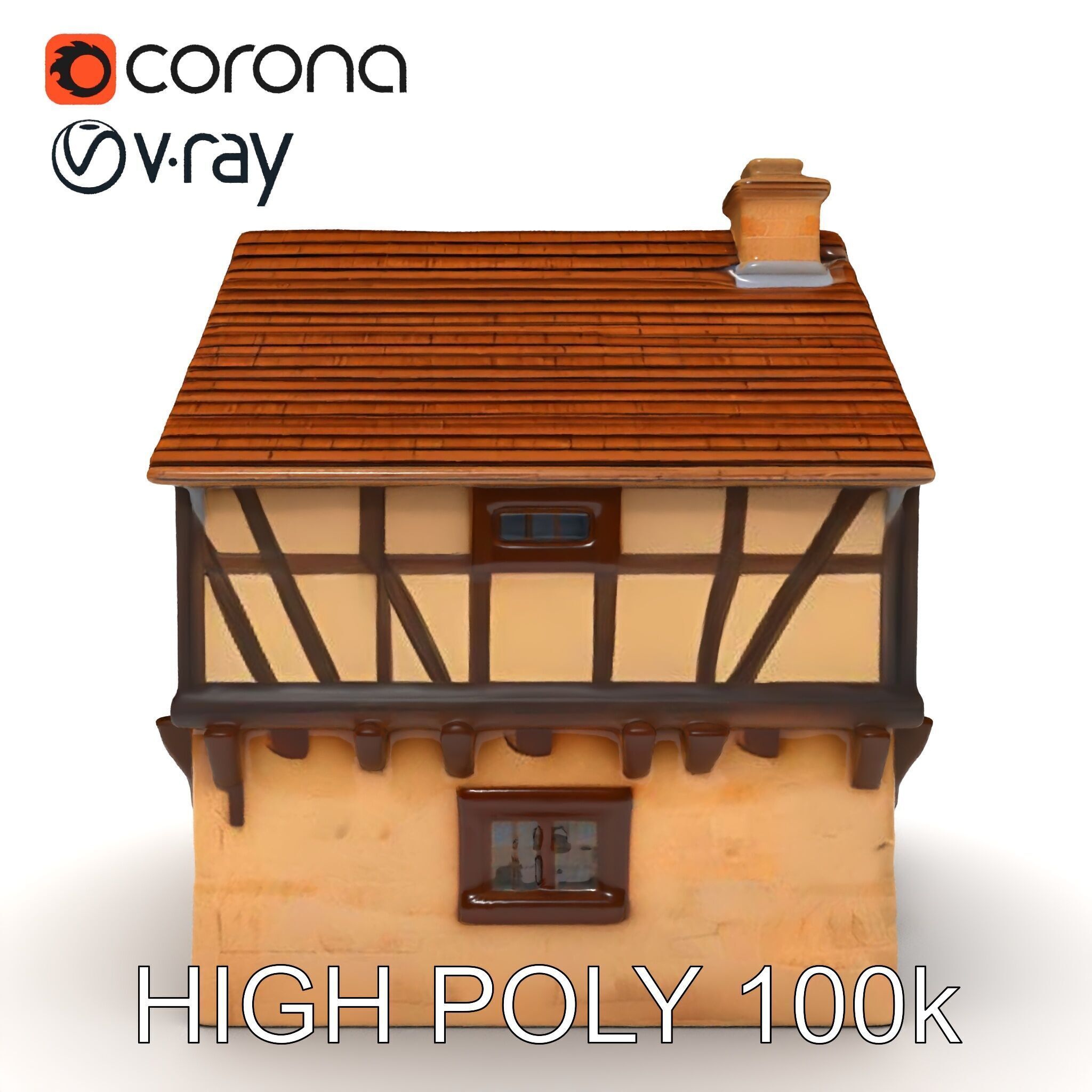 Medieval HalfTimbered House Model Pack Low-poly 3D model_35