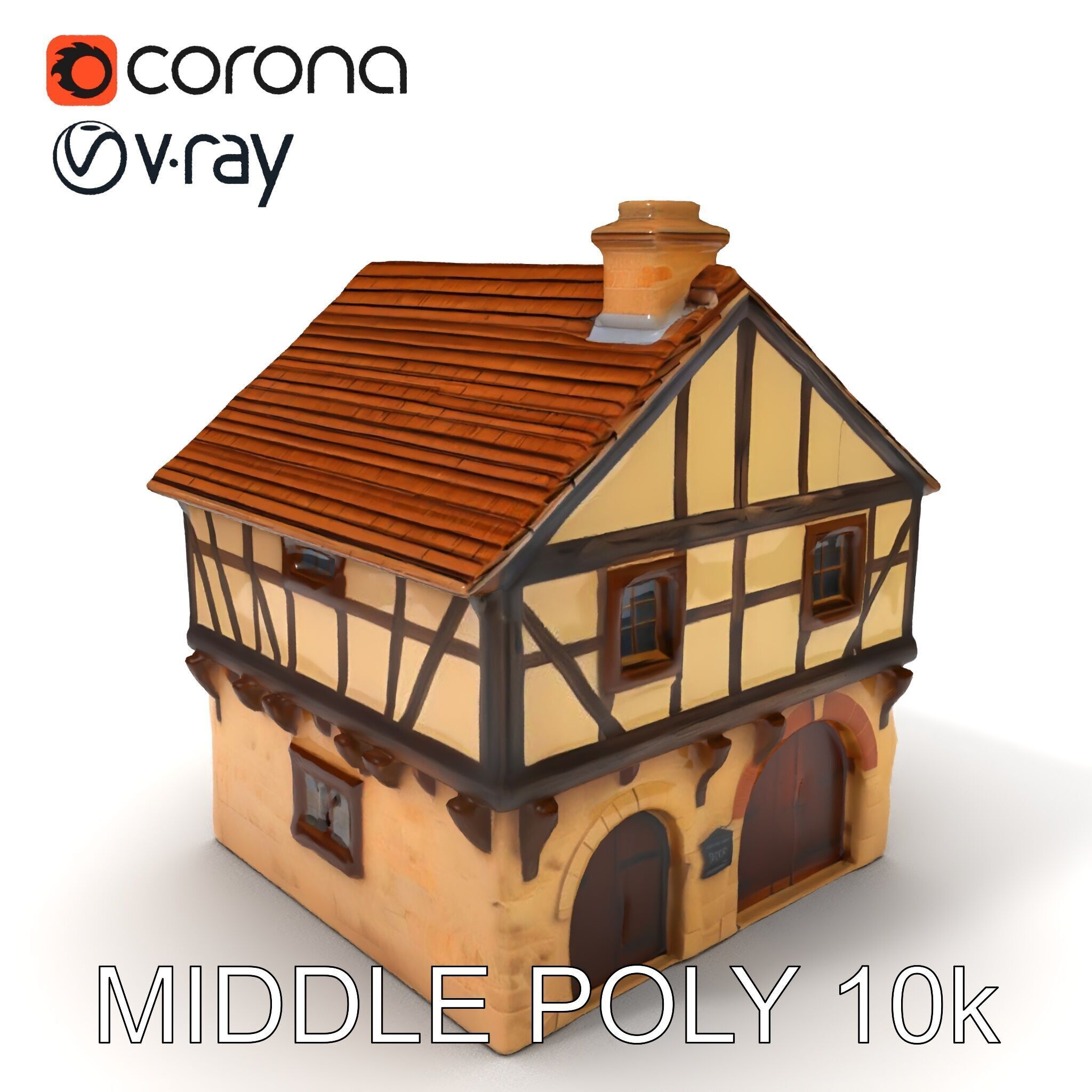 Medieval HalfTimbered House Model Pack Low-poly 3D model_9