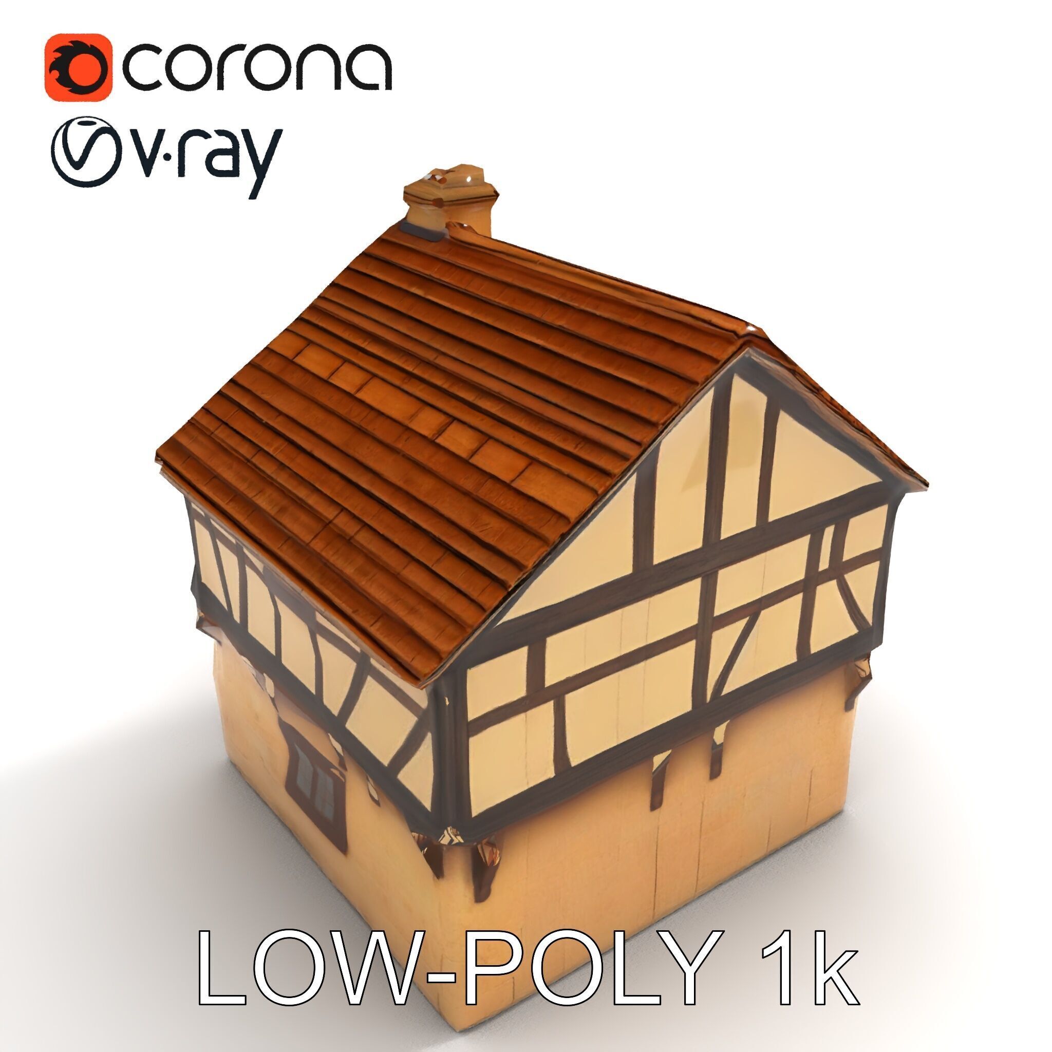 Medieval HalfTimbered House Model Pack Low-poly 3D model_29