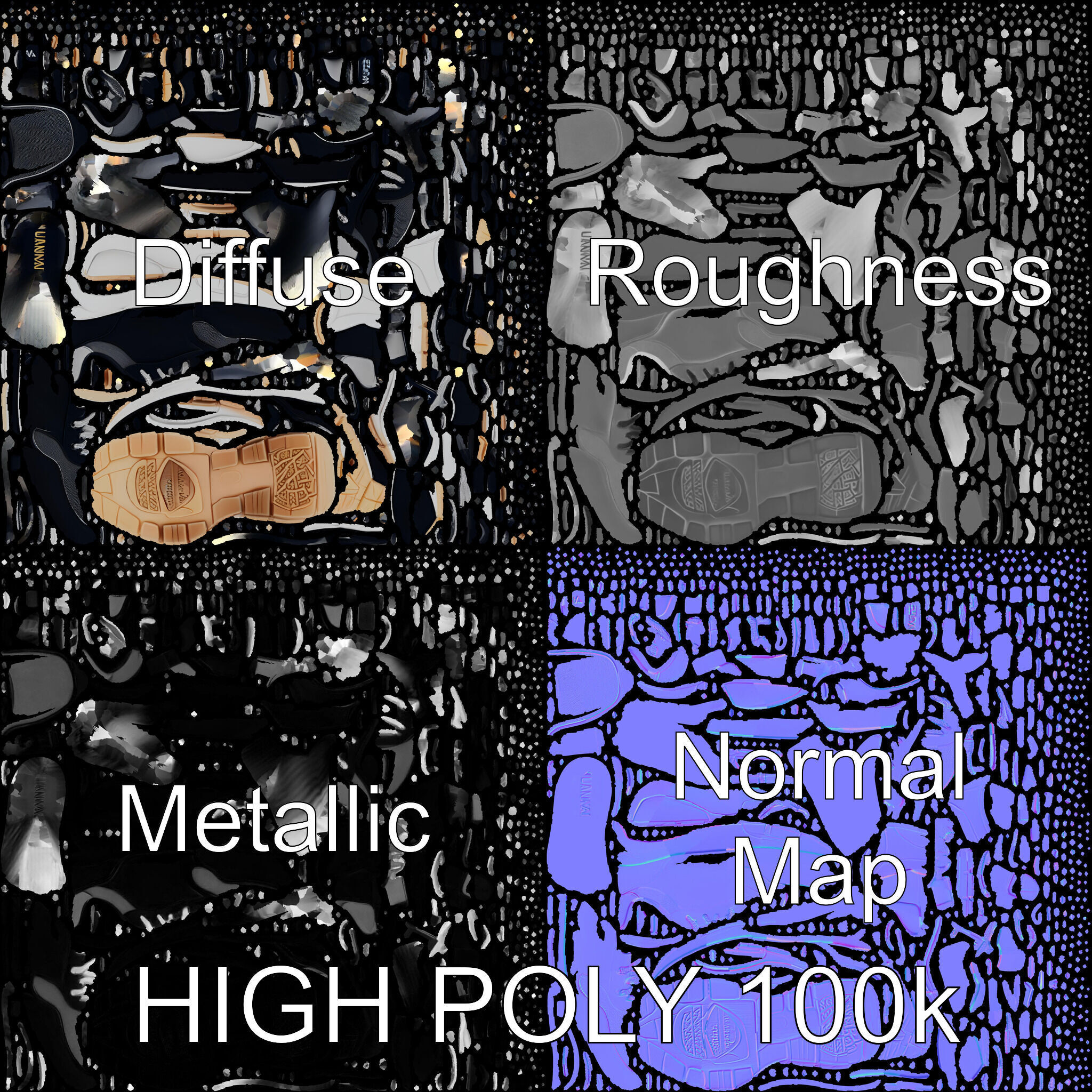 Stylish Sneaker Model Pack with Detailed Textures Low-poly 3D model_2