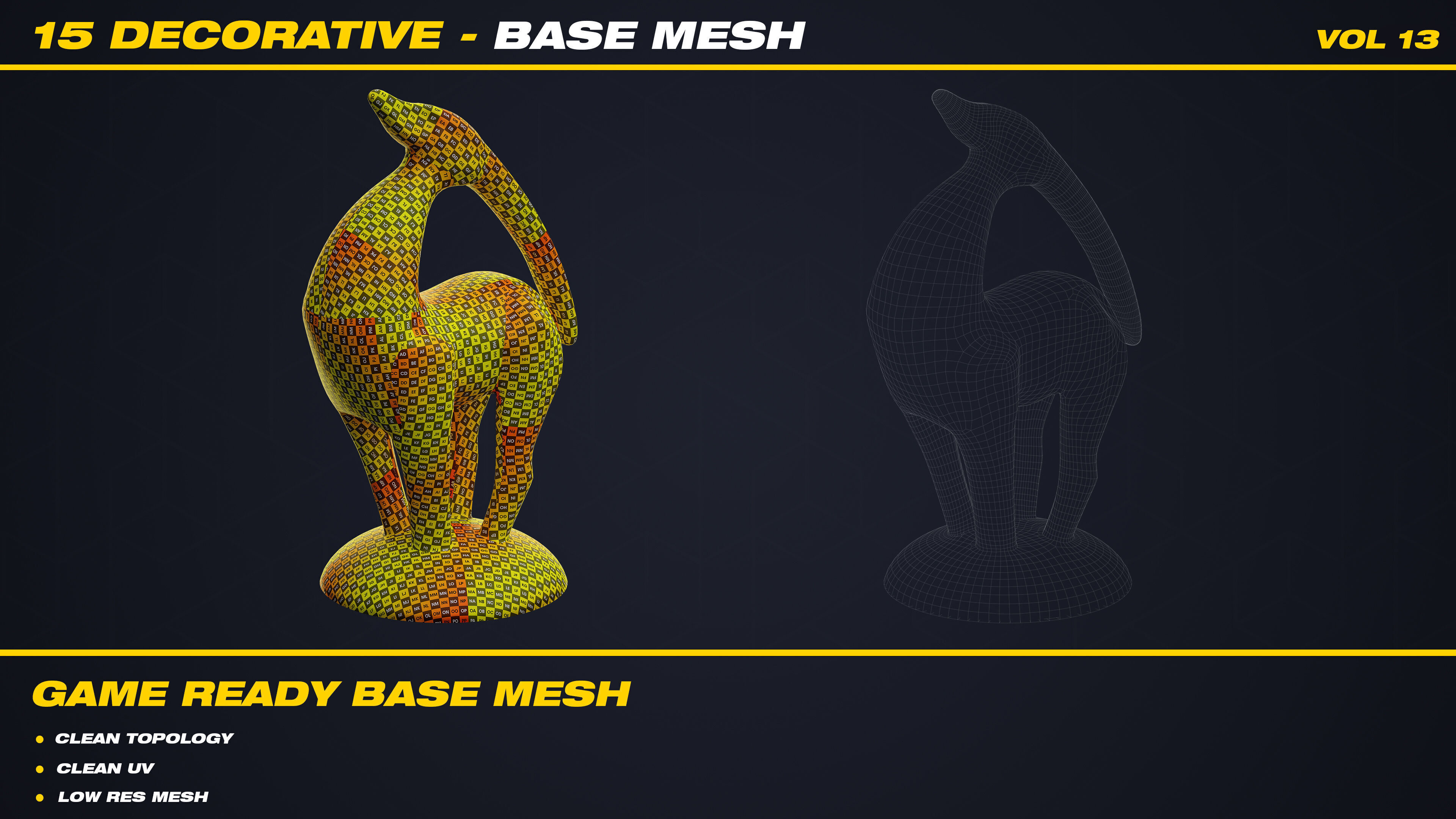 15 Decorative Base Mesh - VOL 13 - Game Ready Low-poly 3D model_14