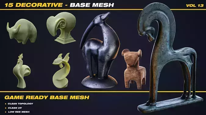 15 Decorative Base Mesh - VOL 13 - Game Ready