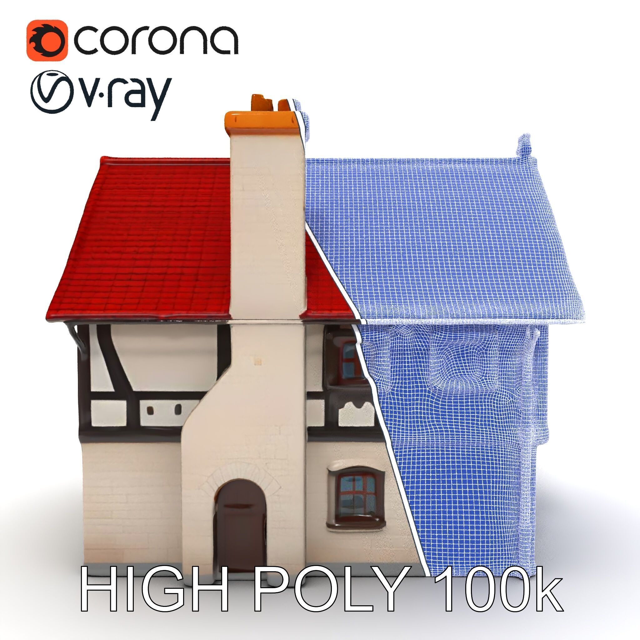 Traditional European House Model Pack Low-poly 3D model_35