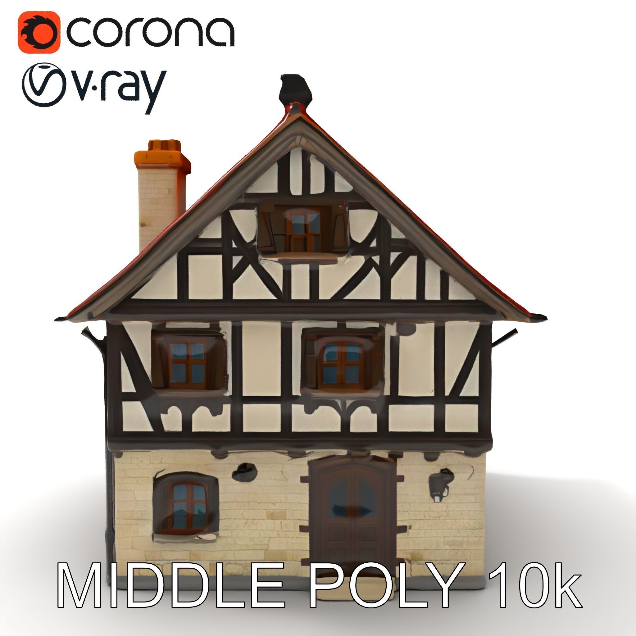 Traditional European House Model Pack Low-poly 3D model_23