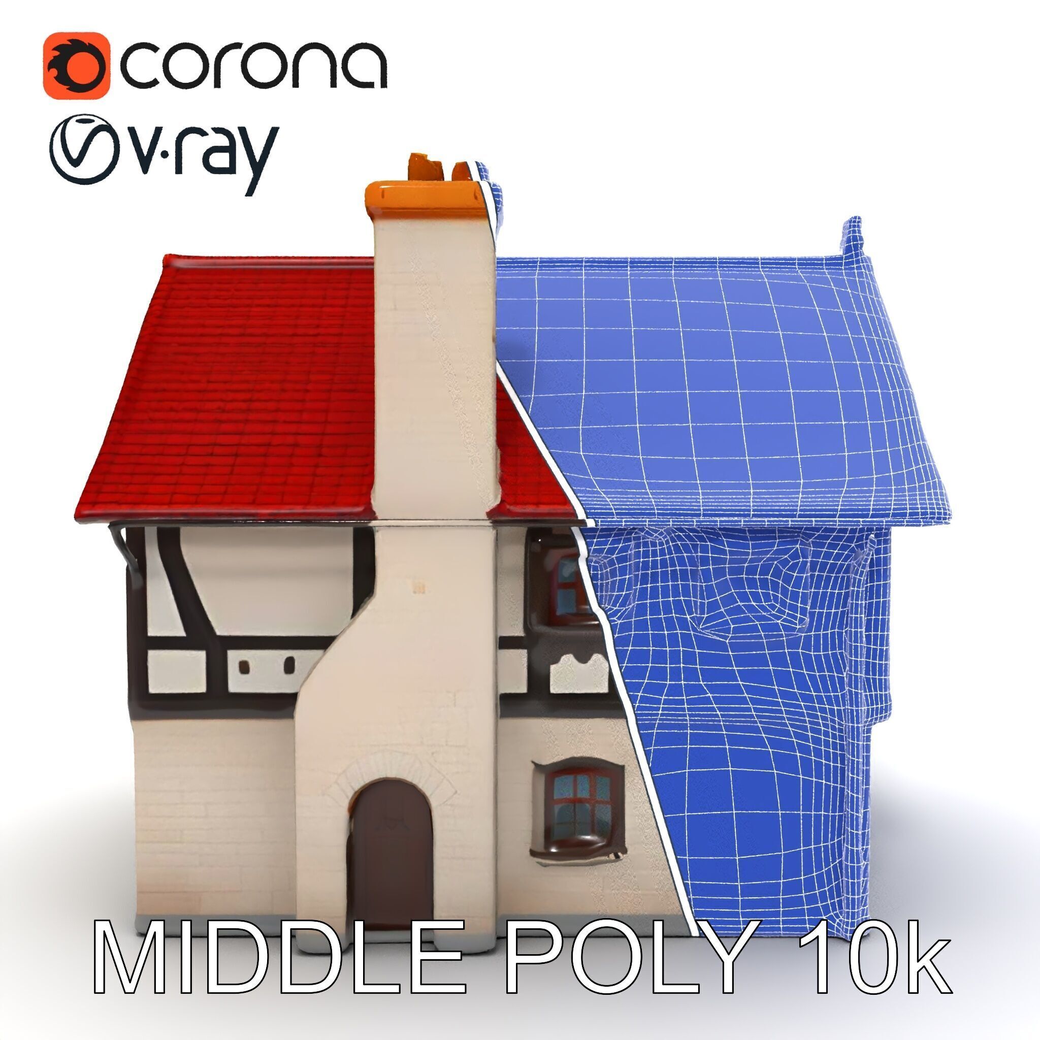 Traditional European House Model Pack Low-poly 3D model_9