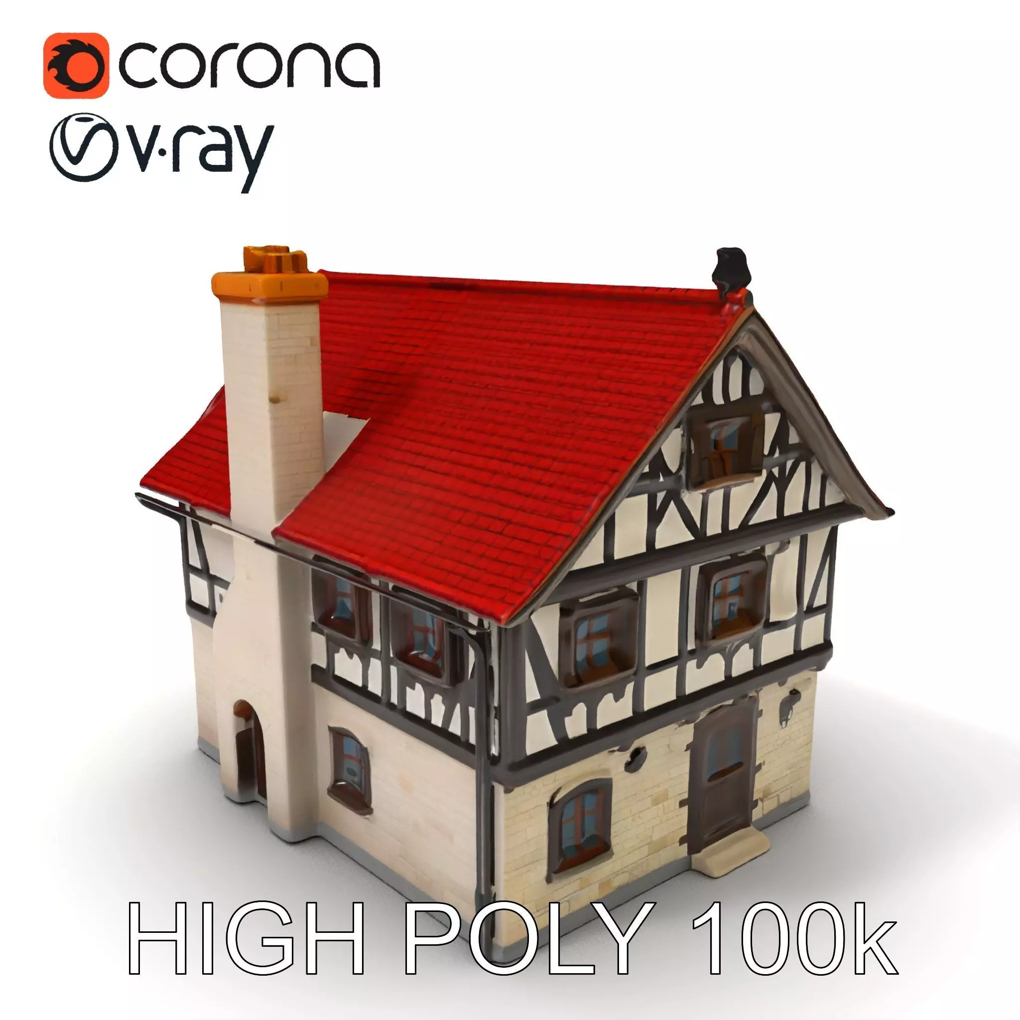 Traditional European House Model Pack Low-poly 3D model_0