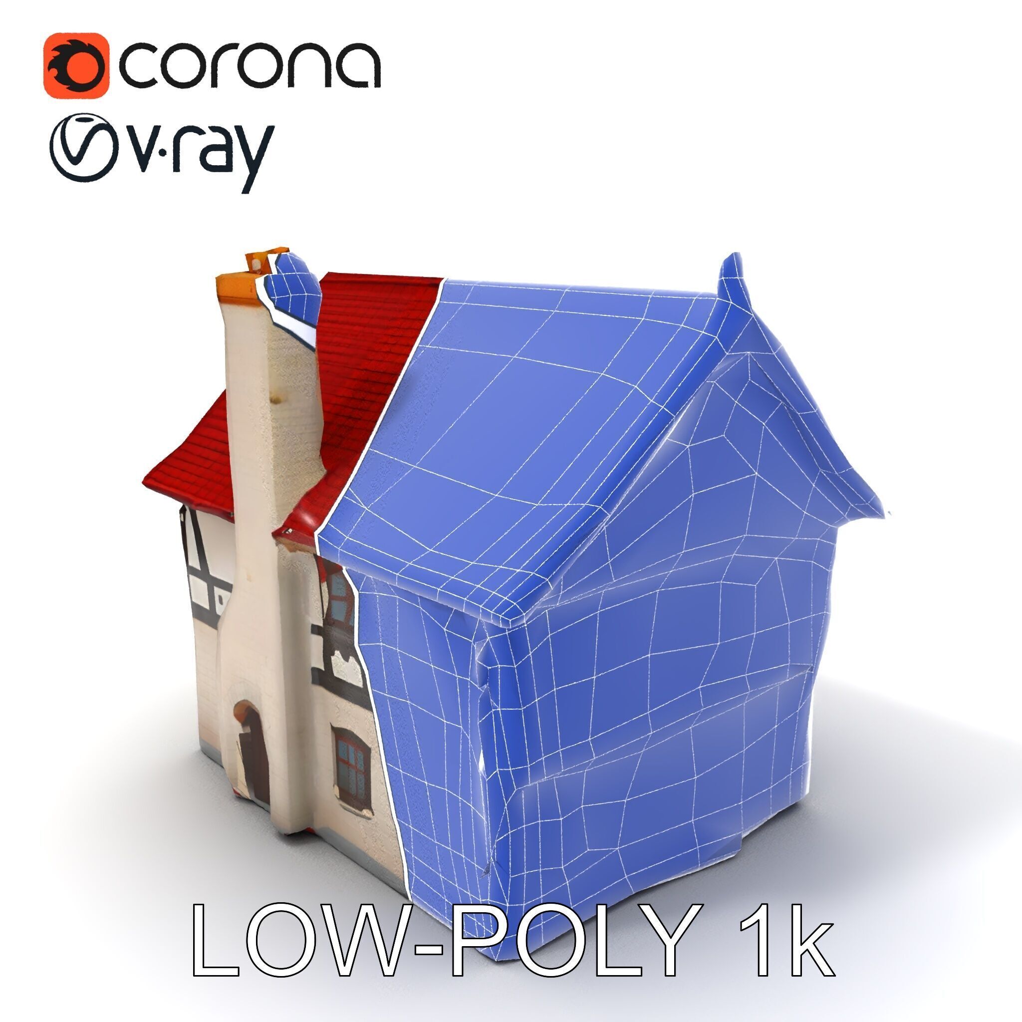 Traditional European House Model Pack Low-poly 3D model_12