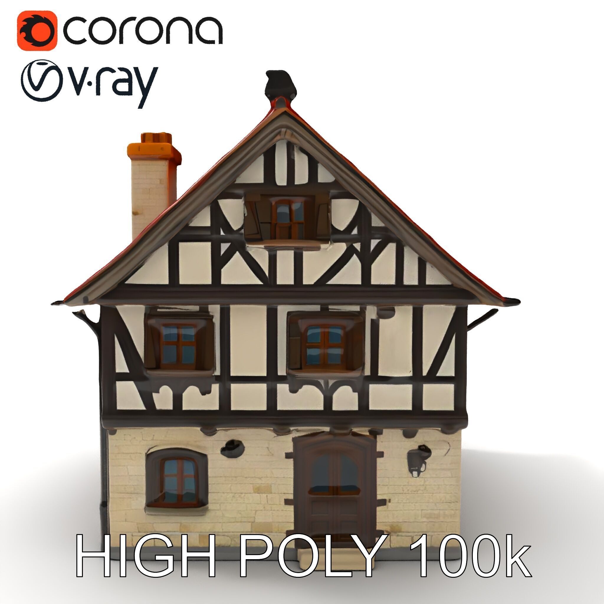 Traditional European House Model Pack Low-poly 3D model_13