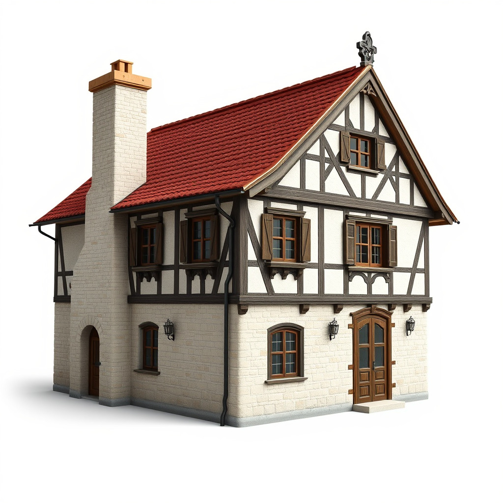 Traditional European House Model Pack Low-poly 3D model_4