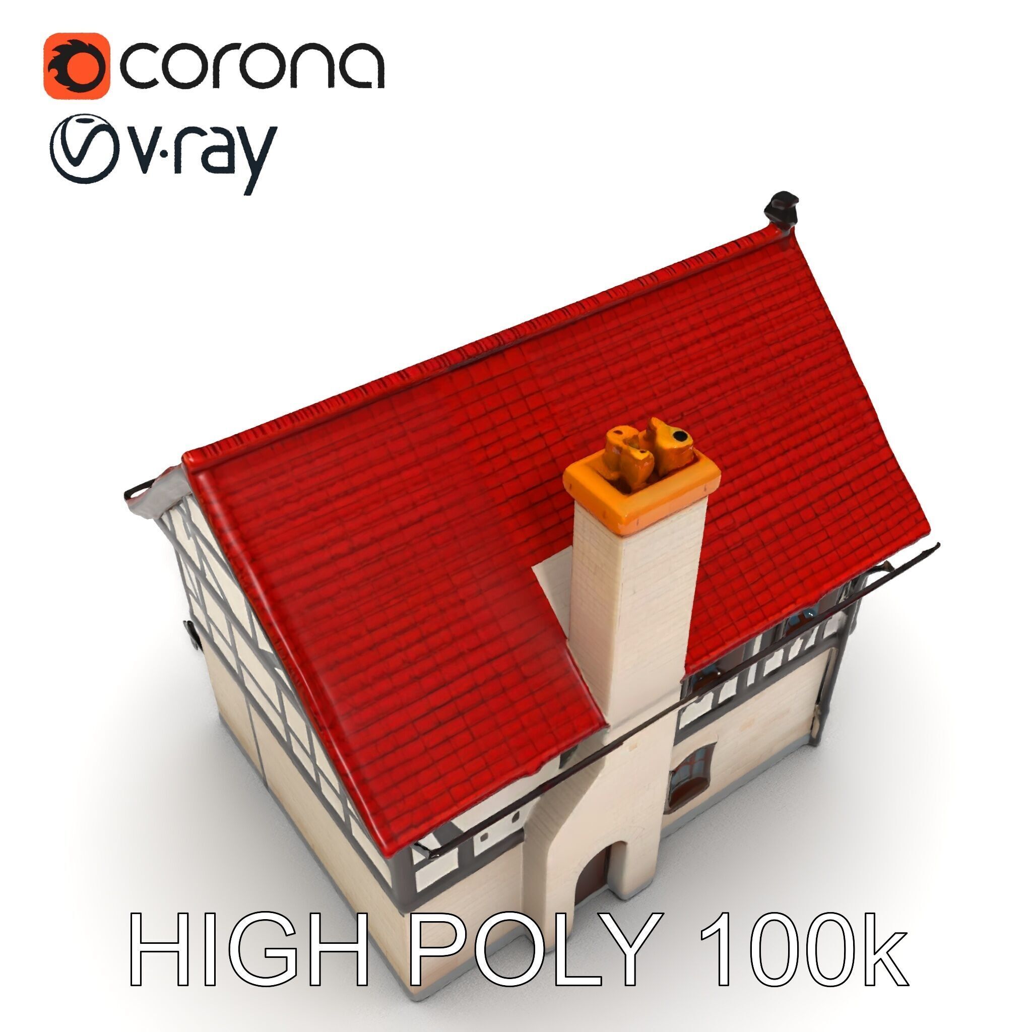 Traditional European House Model Pack Low-poly 3D model_8