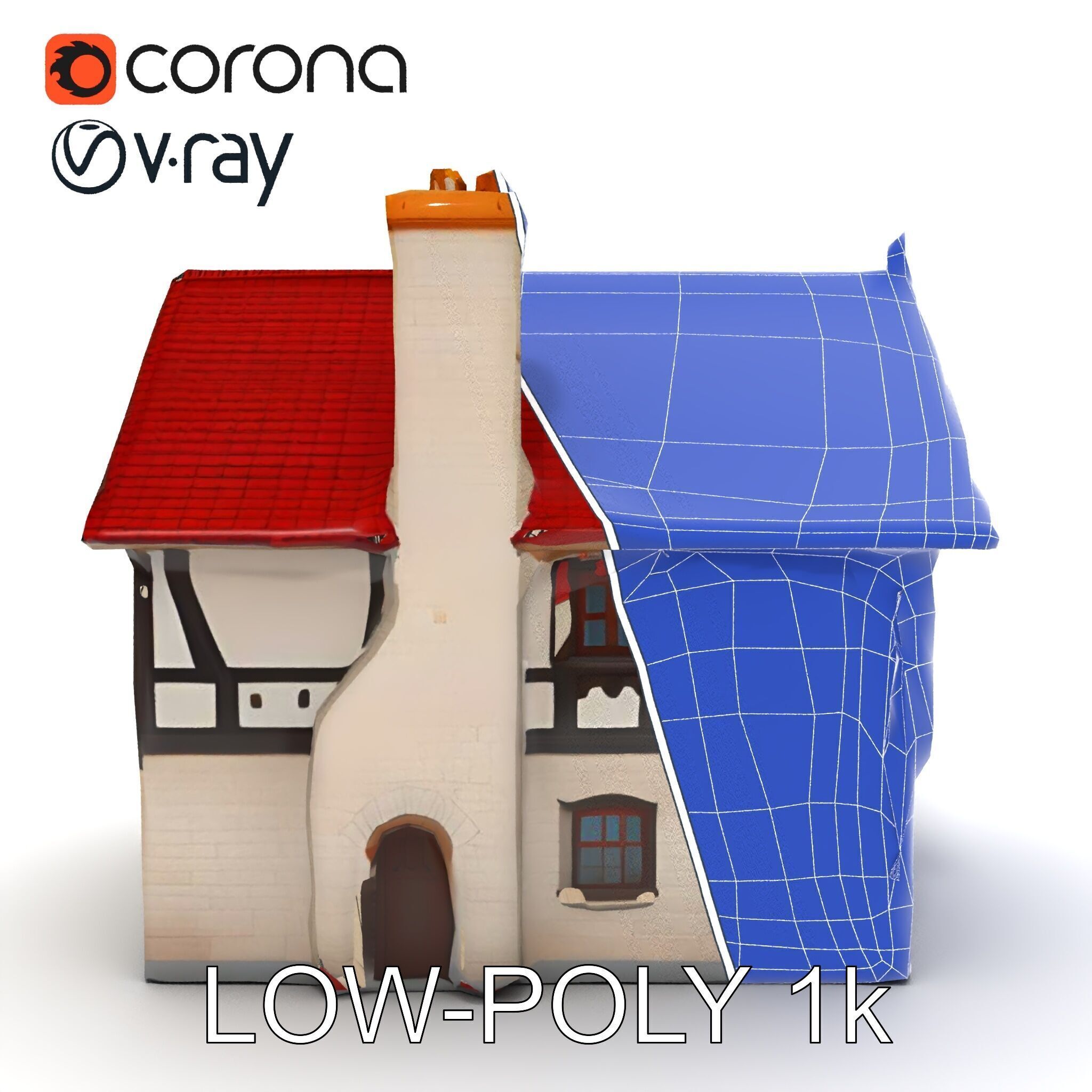 Traditional European House Model Pack Low-poly 3D model_34