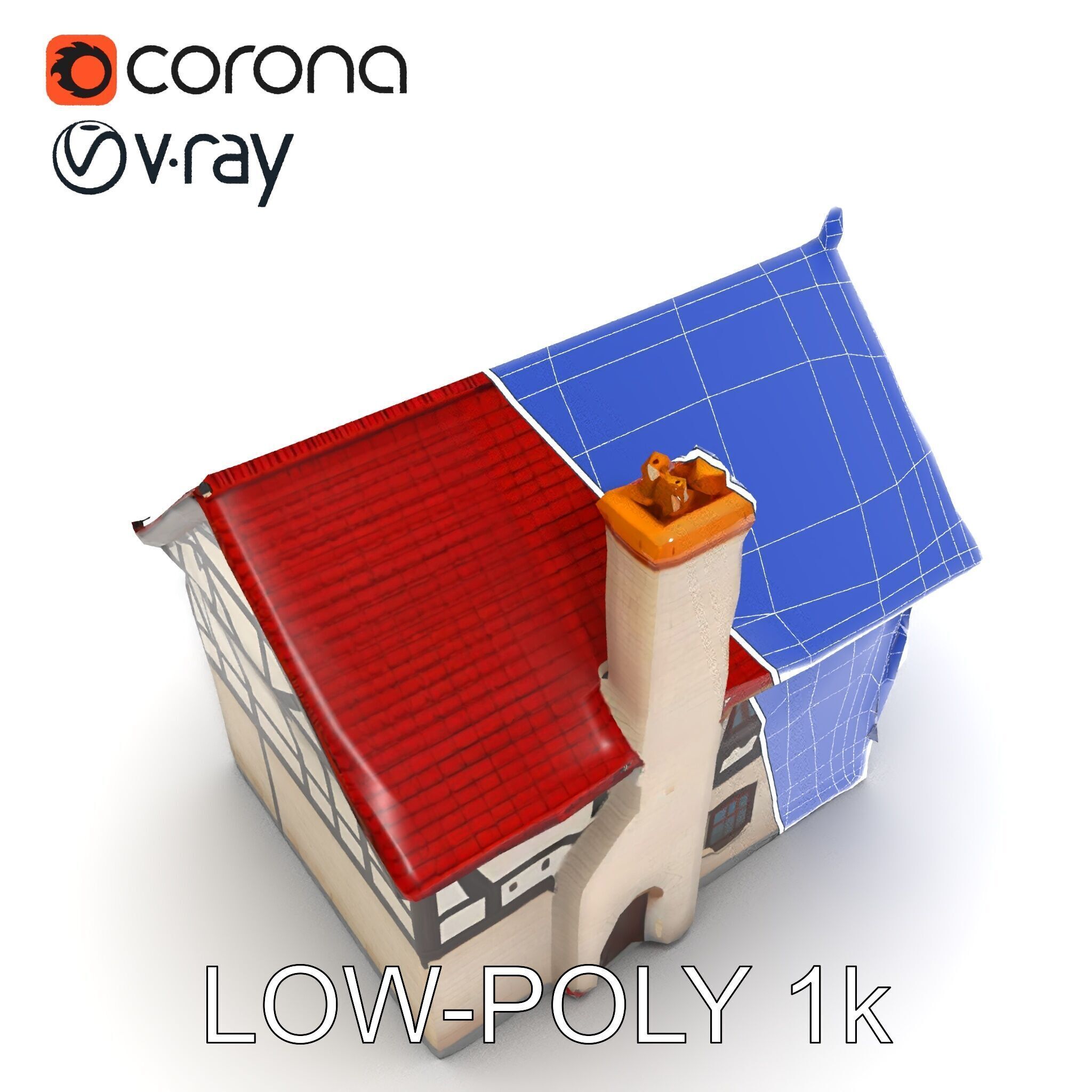 Traditional European House Model Pack Low-poly 3D model_21