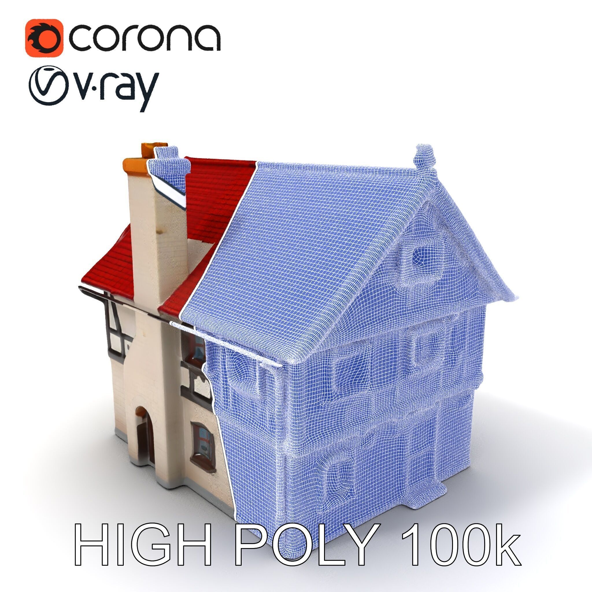Traditional European House Model Pack Low-poly 3D model_3