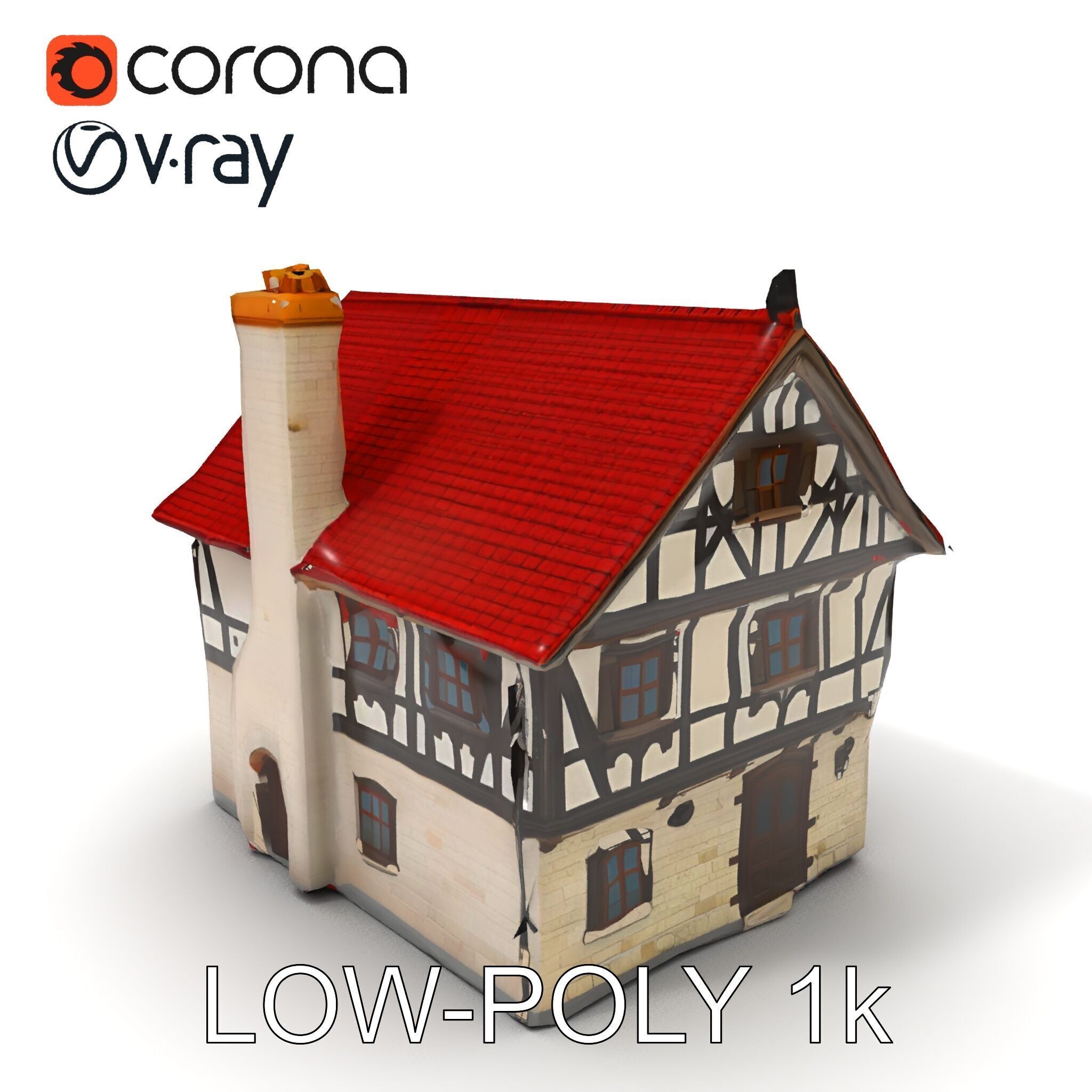 Traditional European House Model Pack Low-poly 3D model_7