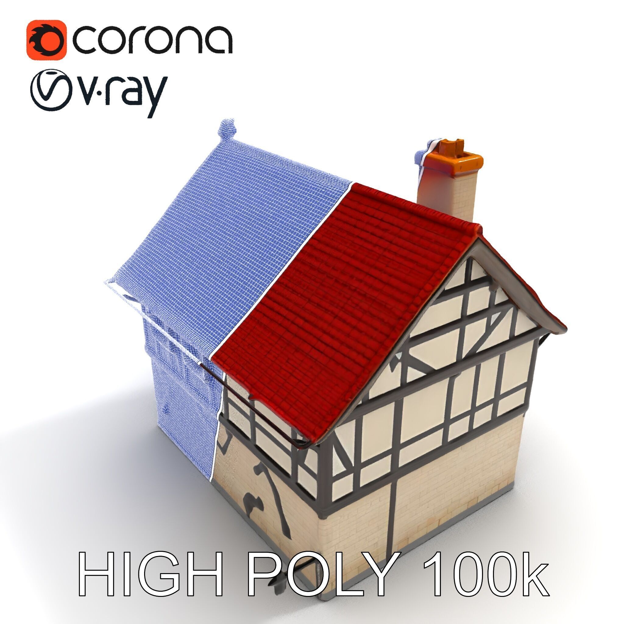 Traditional European House Model Pack Low-poly 3D model_25