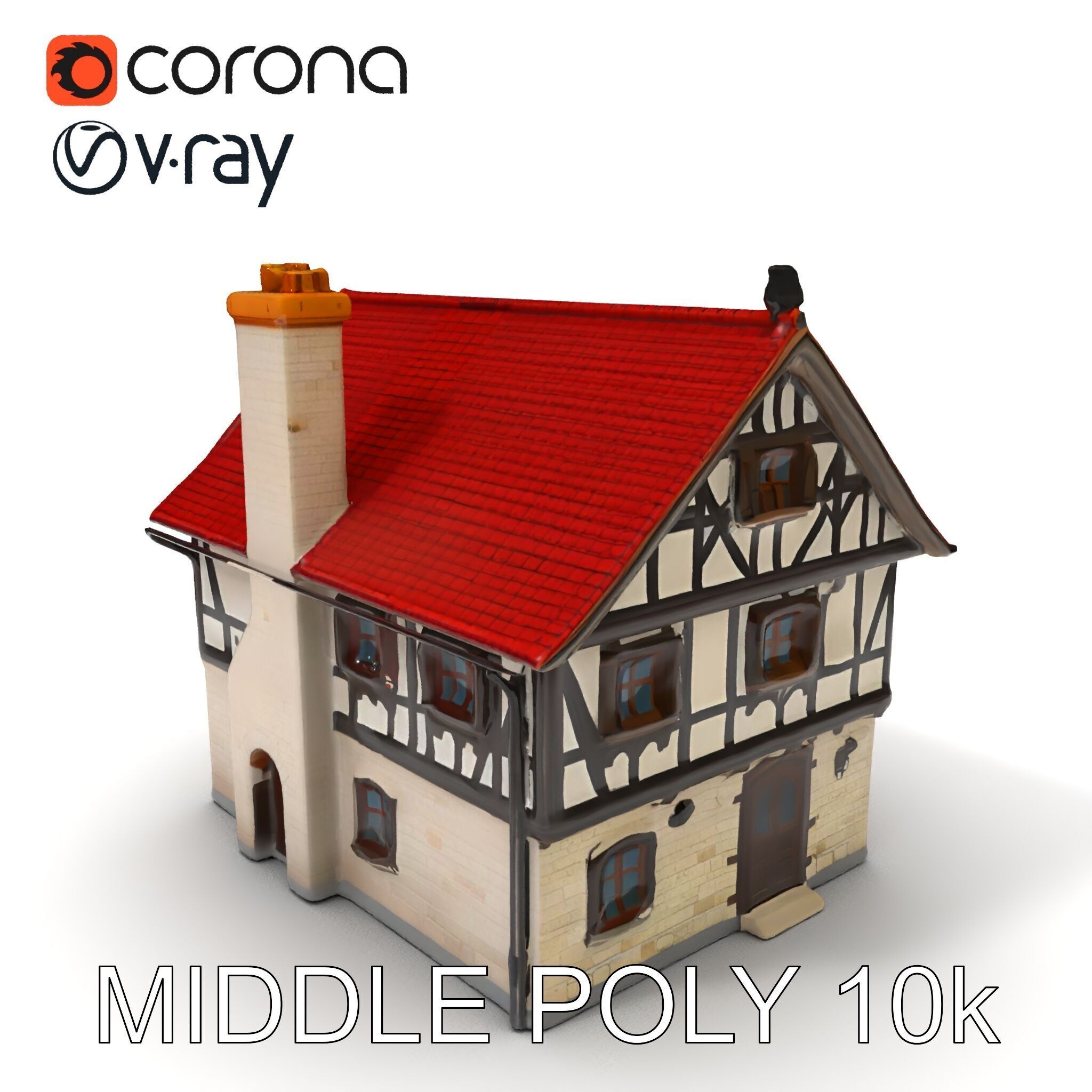 Traditional European House Model Pack Low-poly 3D model_14