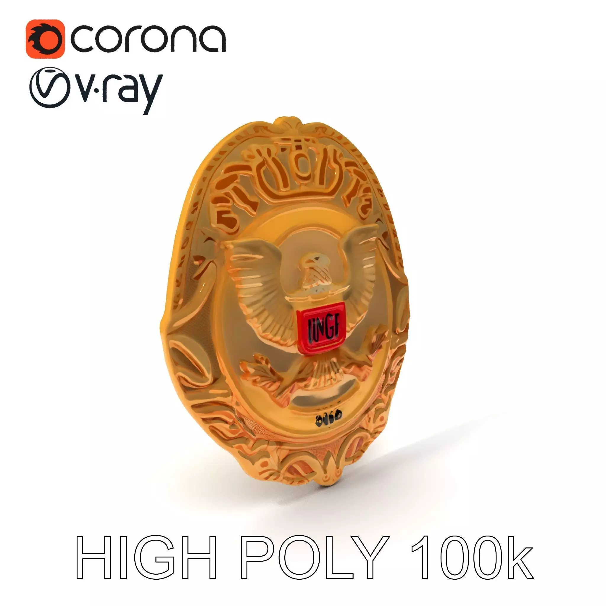 Detailed Police Badge D Model Pack Low-poly 3D model_0