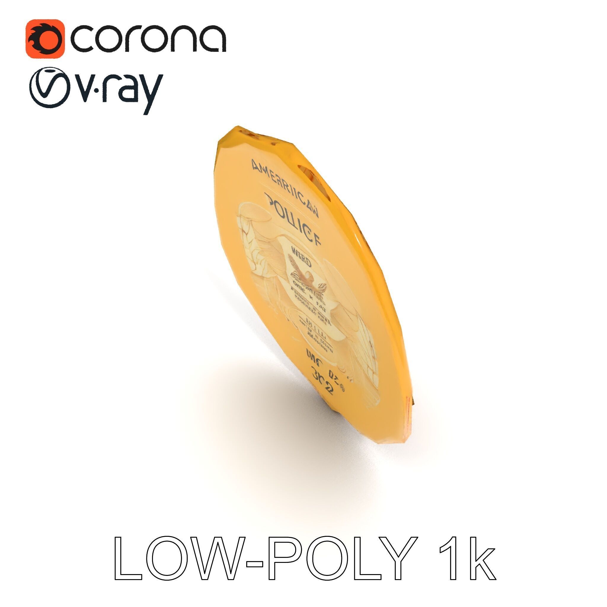 Detailed Police Badge D Model Pack Low-poly 3D model_18