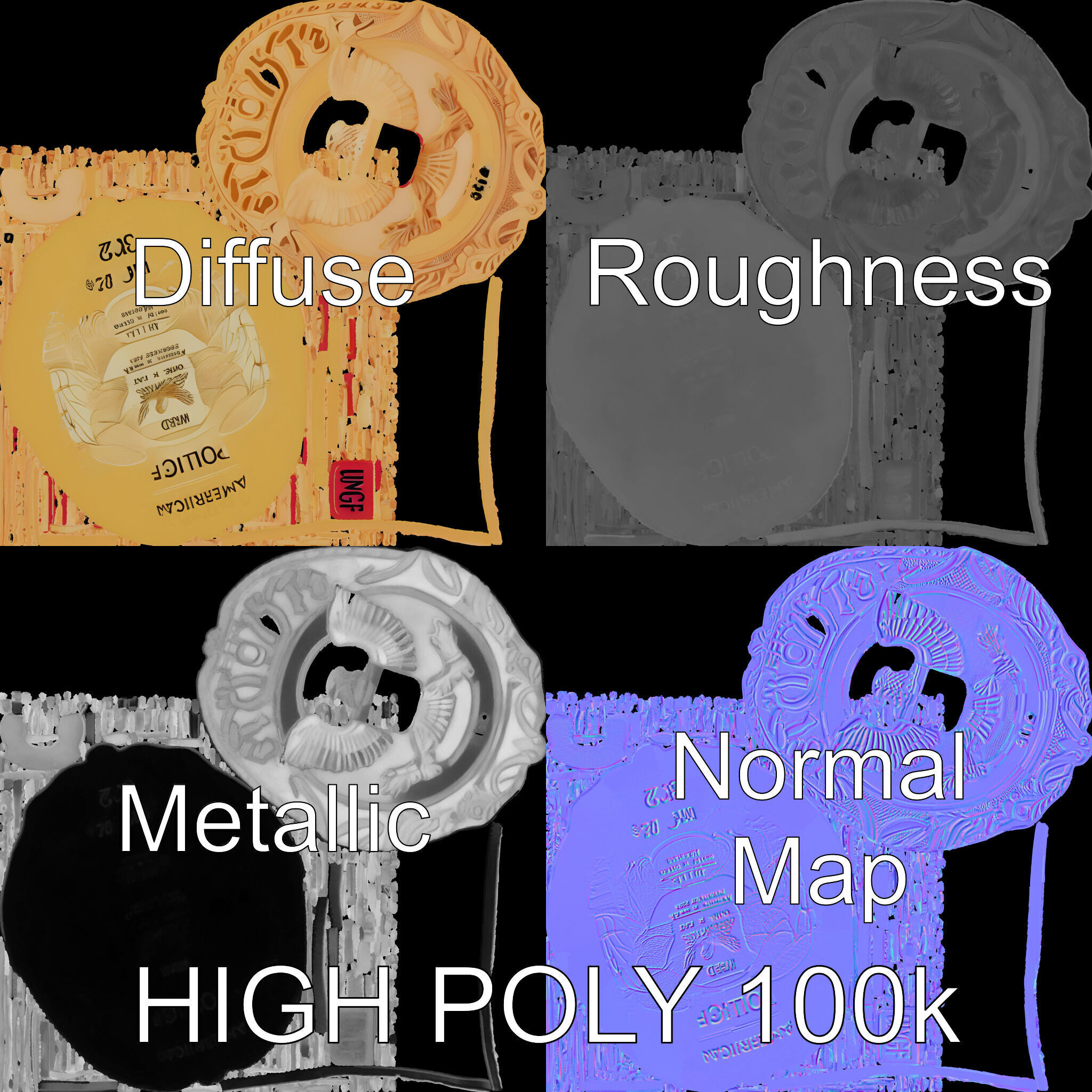 Detailed Police Badge D Model Pack Low-poly 3D model_2