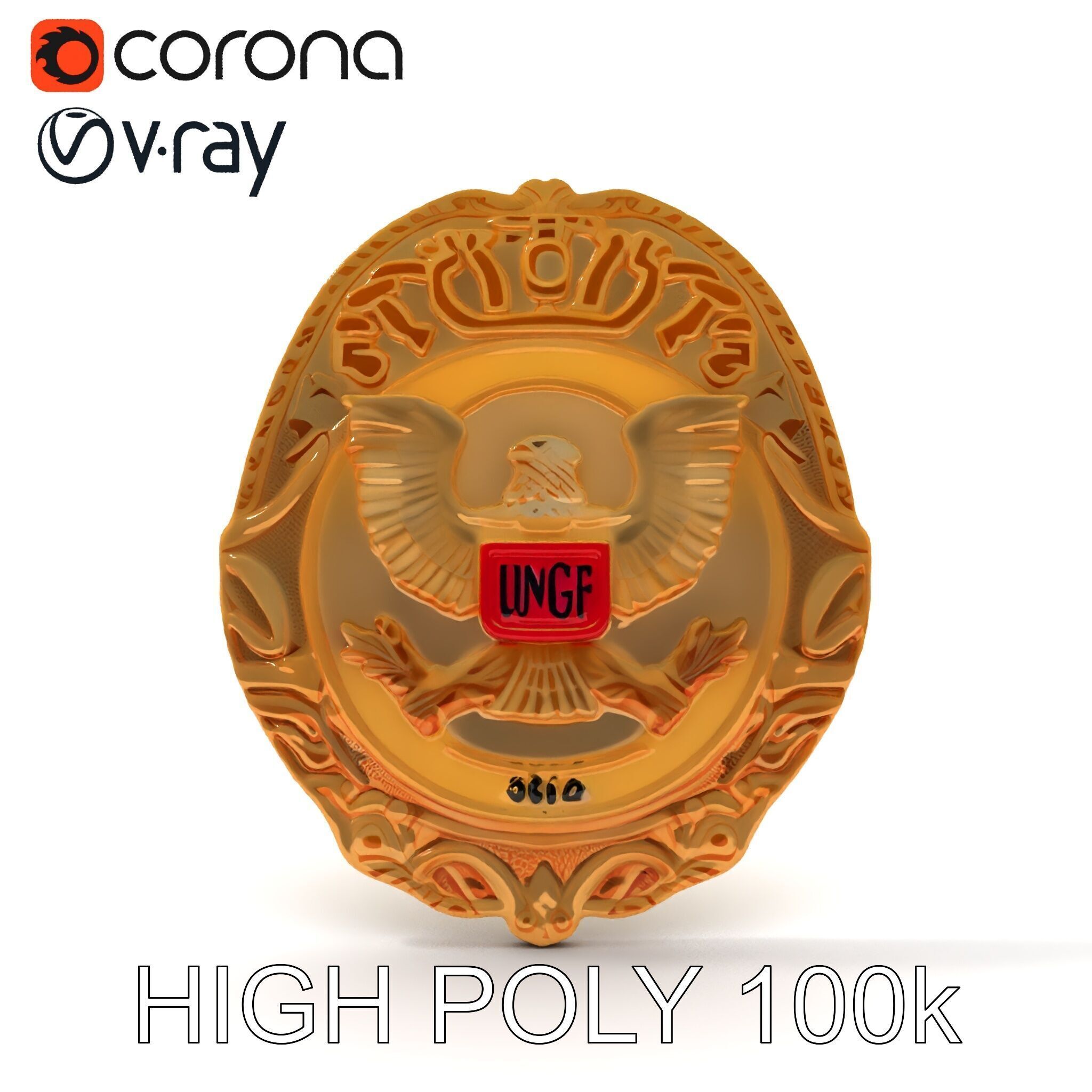 Detailed Police Badge D Model Pack Low-poly 3D model_35