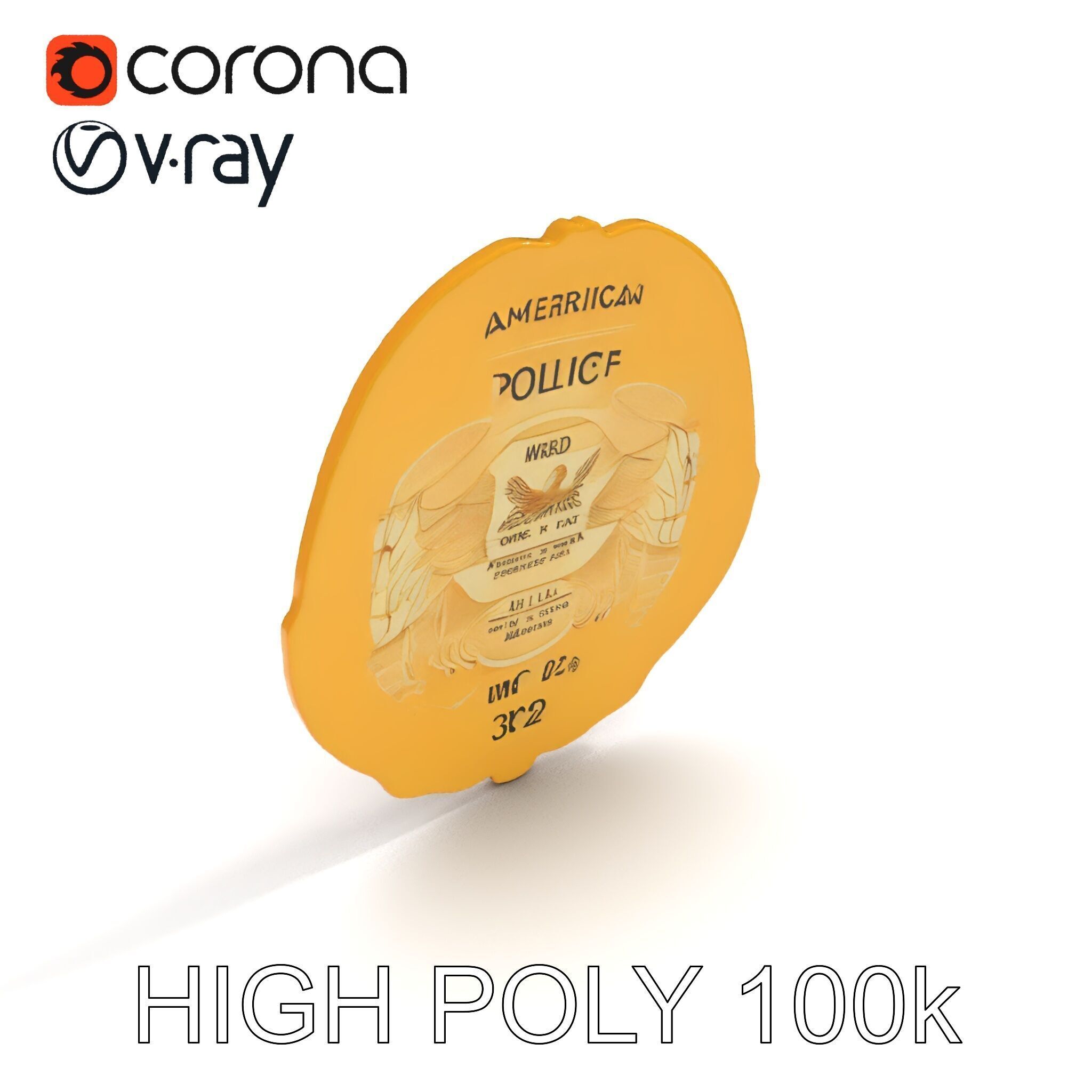 Detailed Police Badge D Model Pack Low-poly 3D model_21