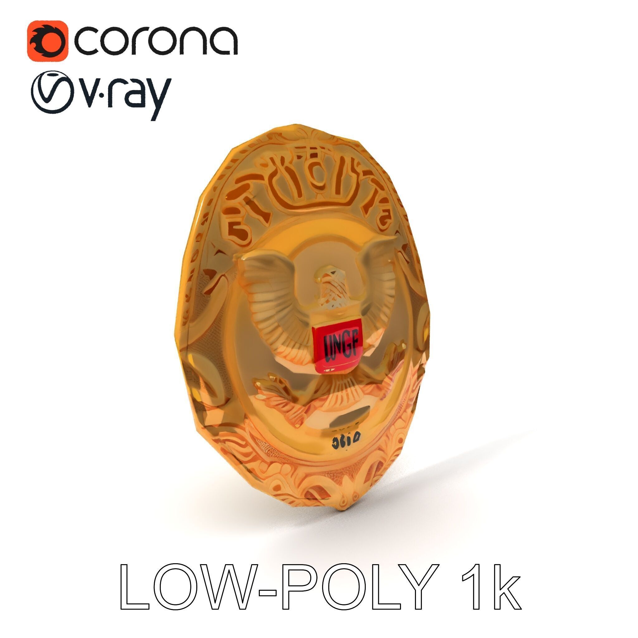 Detailed Police Badge D Model Pack Low-poly 3D model_7