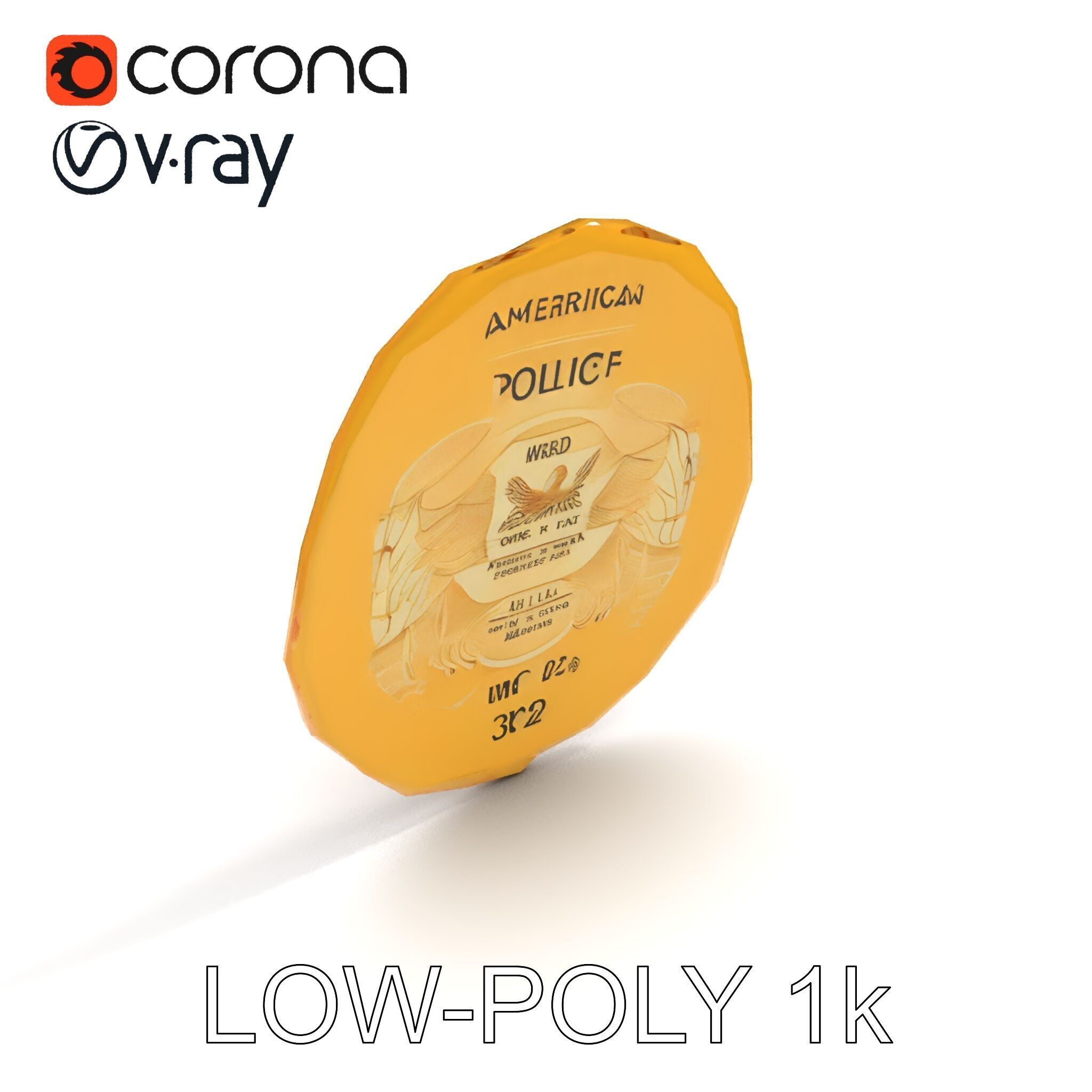 Detailed Police Badge D Model Pack Low-poly 3D model_12