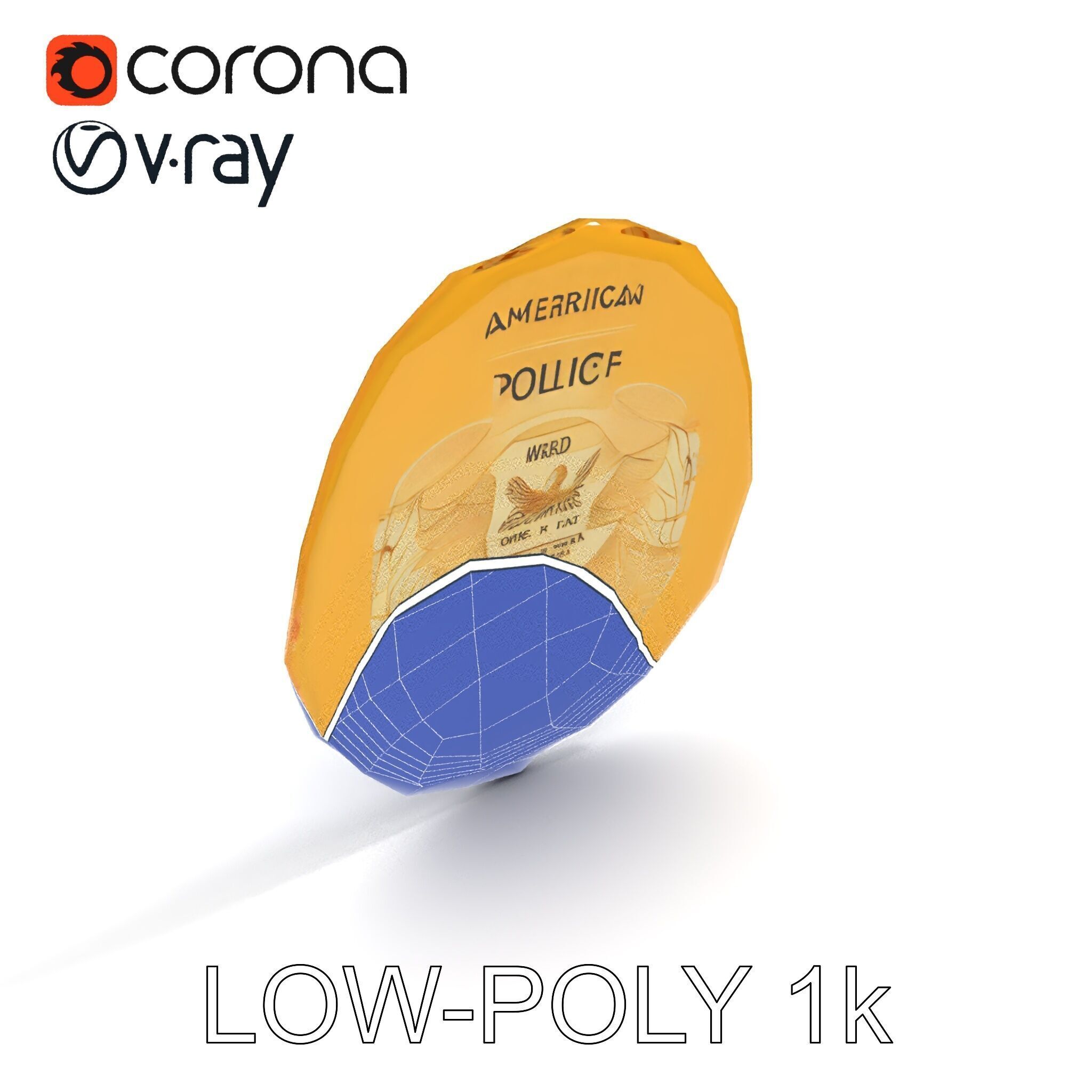 Detailed Police Badge D Model Pack Low-poly 3D model_31