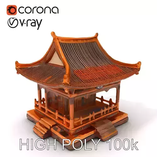 Traditional Japanese Temple D Model Pack Low-poly 3D model