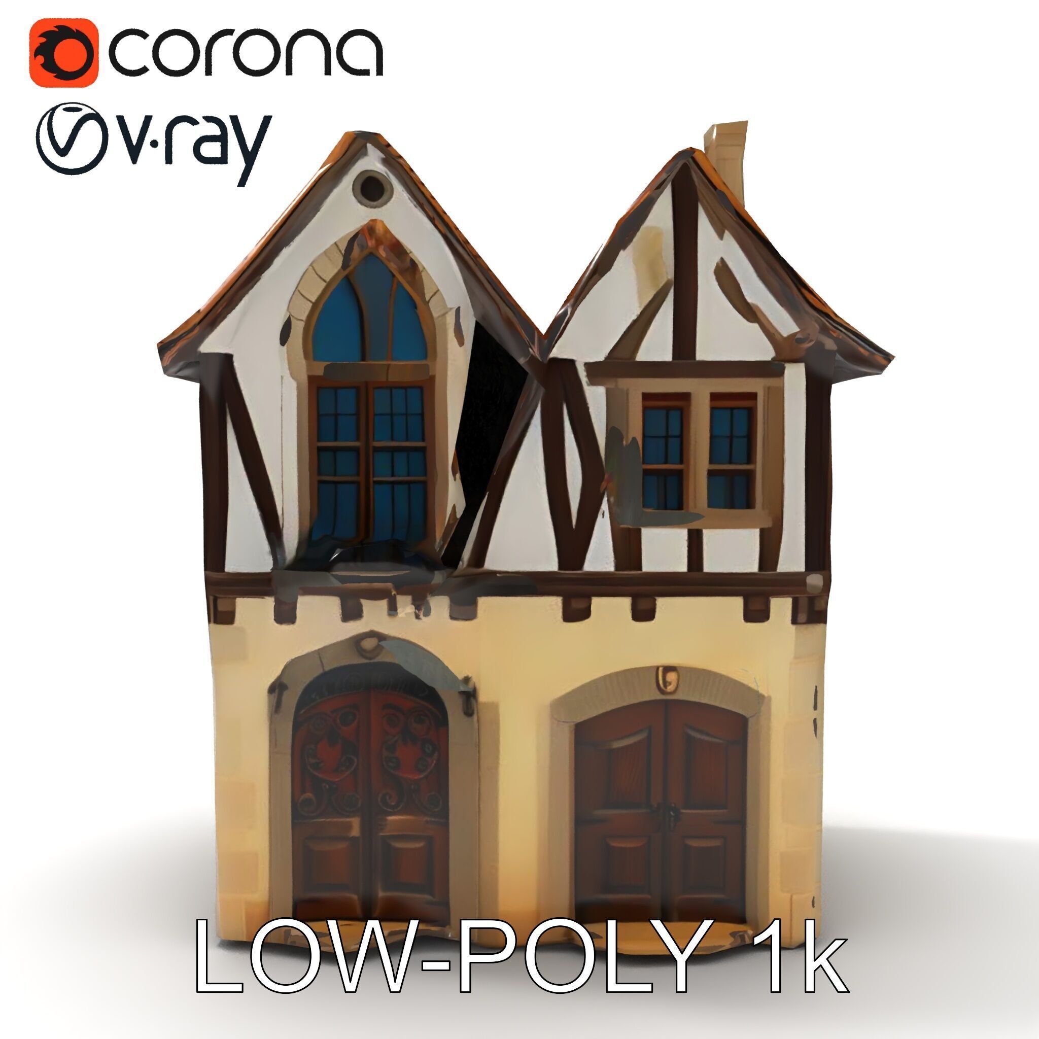 Medieval House Model Pack with Detailed Architecture Low-poly 3D model_7