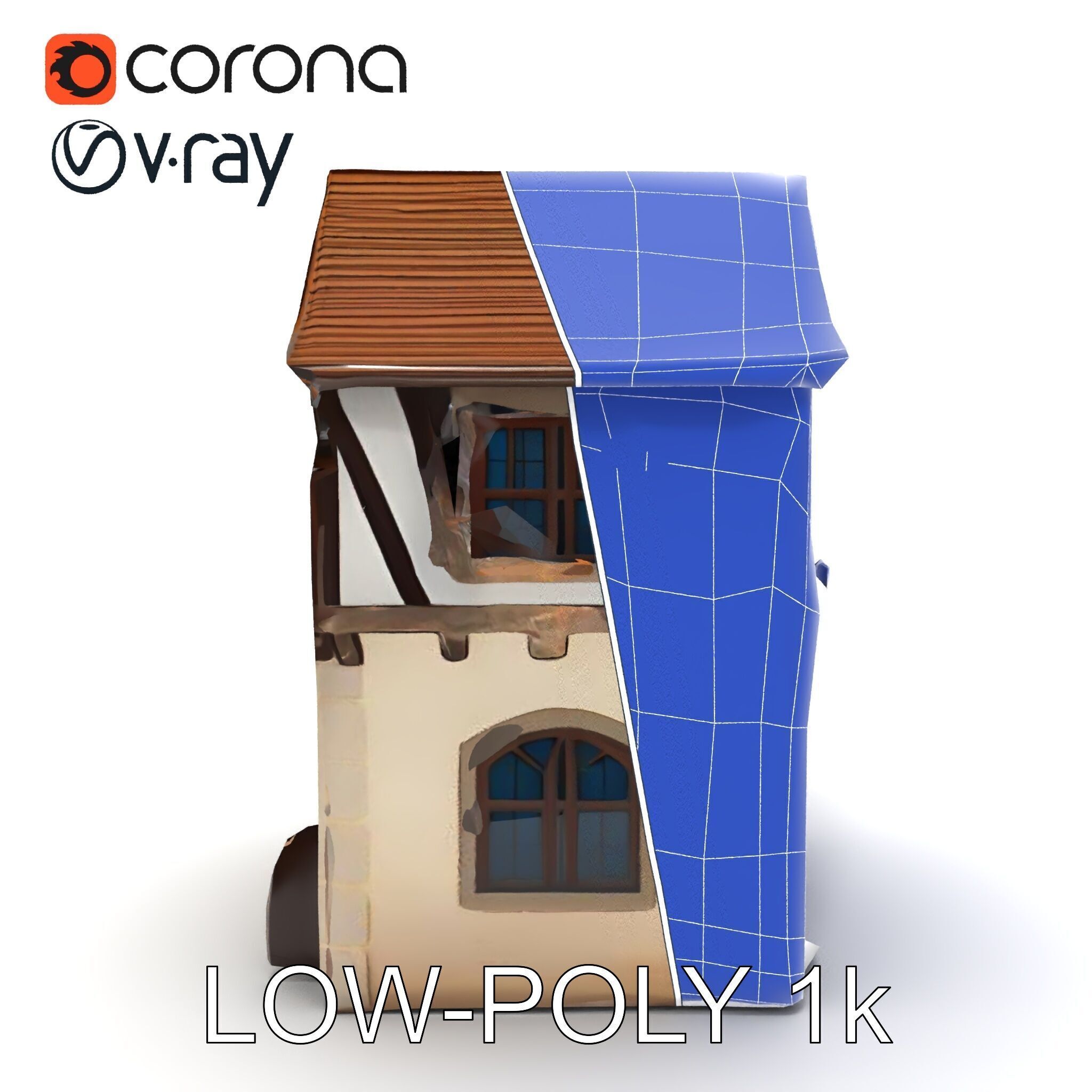 Medieval House Model Pack with Detailed Architecture Low-poly 3D model_16