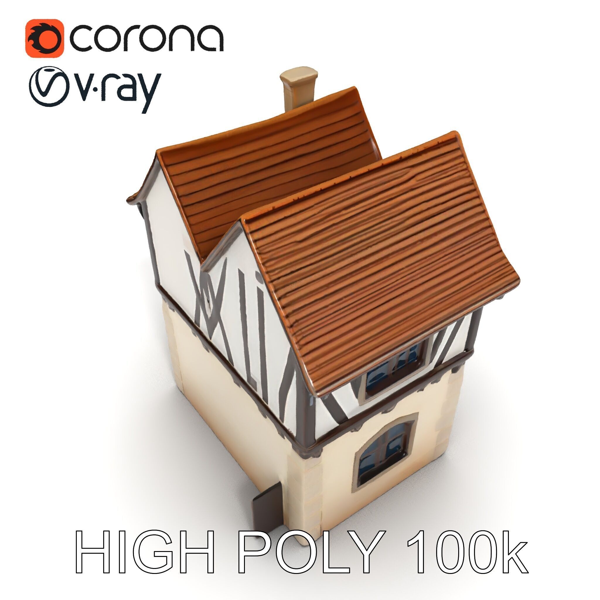 Medieval House Model Pack with Detailed Architecture Low-poly 3D model_27