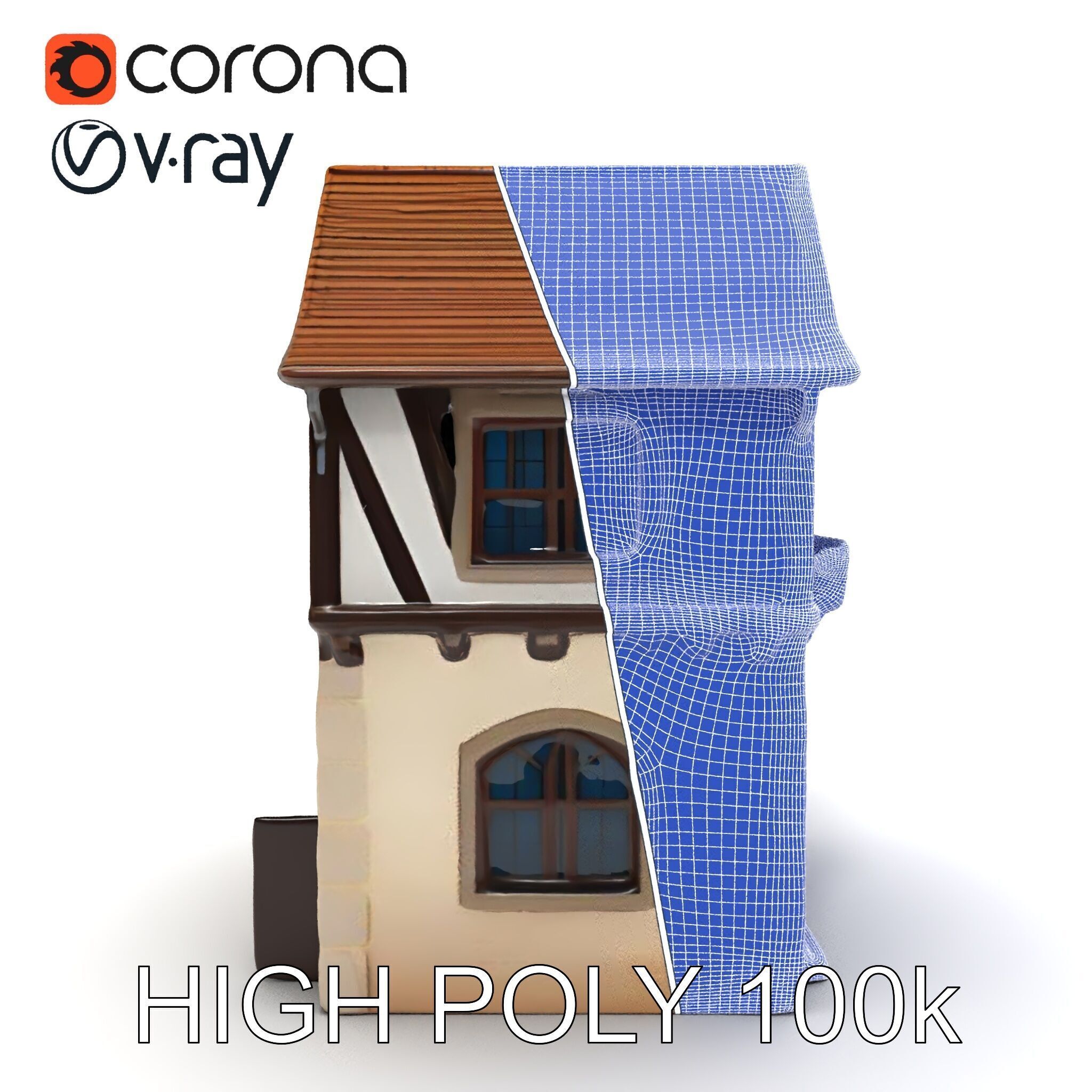 Medieval House Model Pack with Detailed Architecture Low-poly 3D model_24