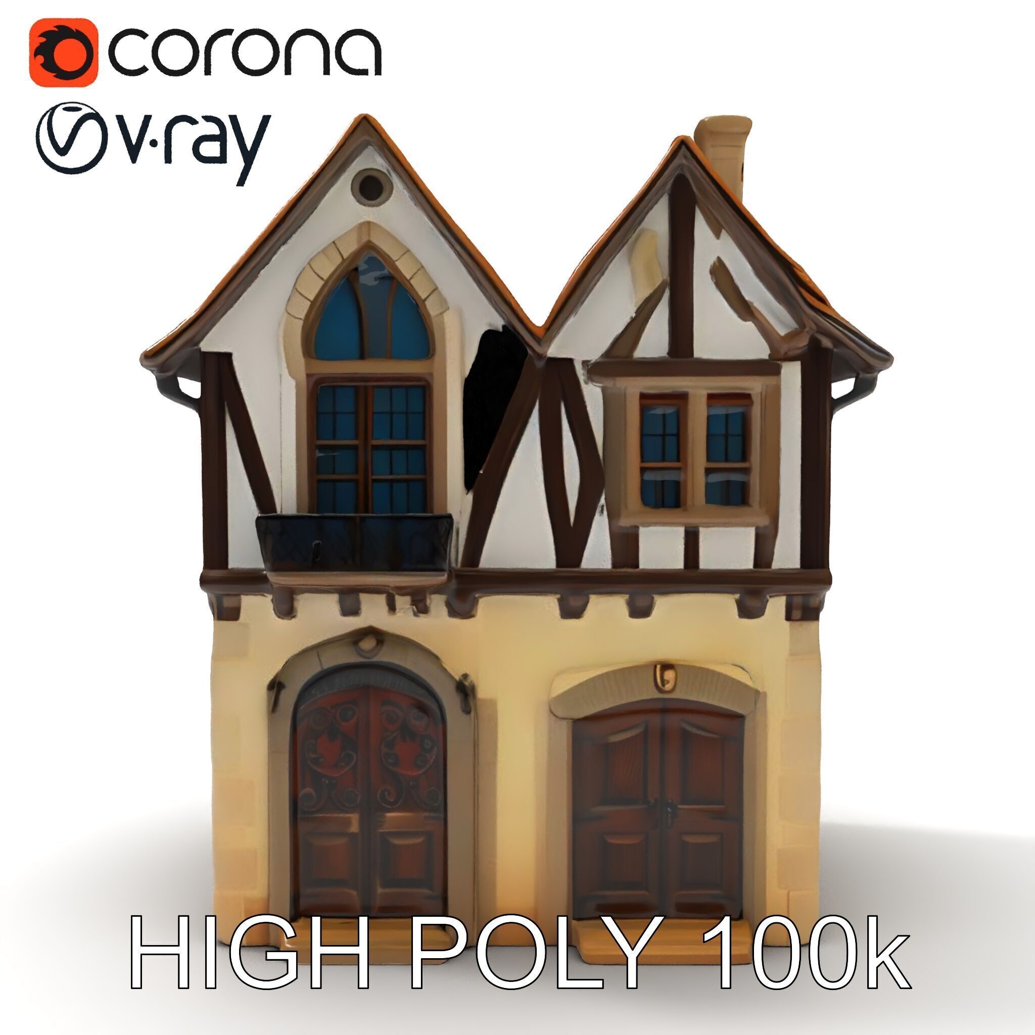 Medieval House Model Pack with Detailed Architecture Low-poly 3D model_11
