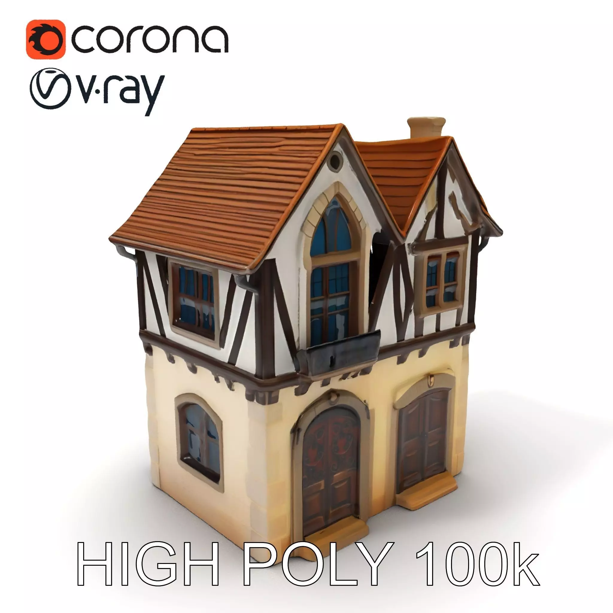 Medieval House Model Pack with Detailed Architecture Low-poly 3D model_0