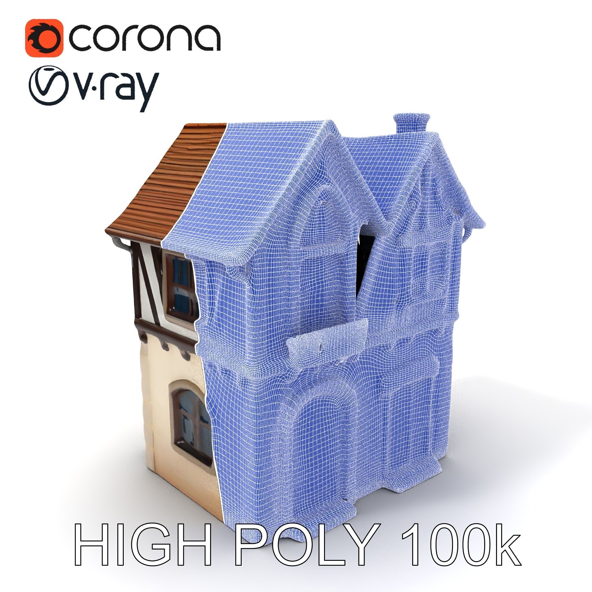 Medieval House Model Pack with Detailed Architecture Low-poly 3D model_3